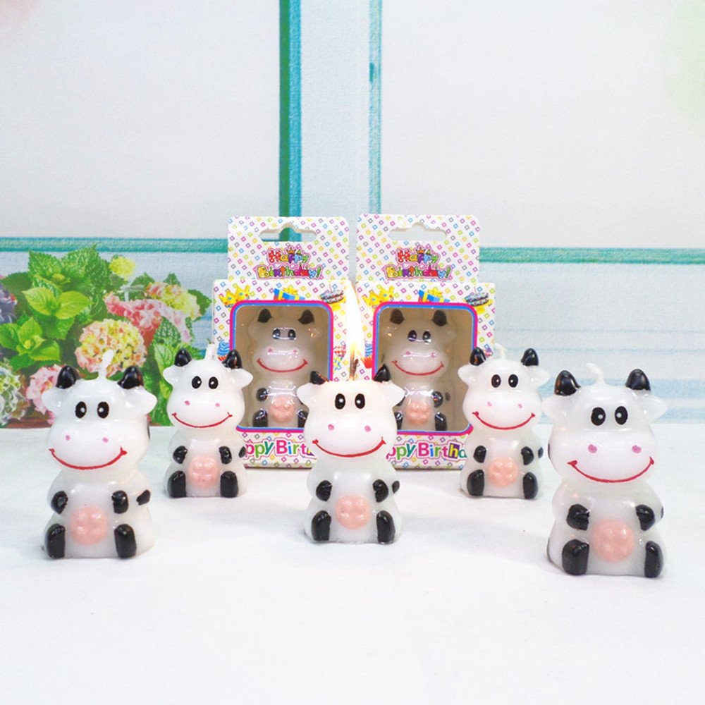 Cute Cartoon Cow Birthday Candles - Fun Cake Decorations for Birthday Party, Baby Shower & Kids Celebration - 12 Pack Animal Themed Party Supplies
