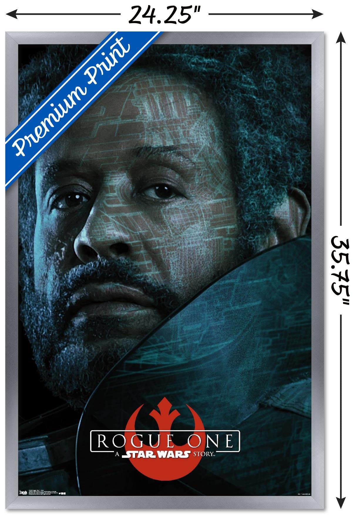 Star Wars Rogue One Saw Gerrera Wall Poster 22.375 x 34 Inches - Silver Framed Movie Art Print for Home Theater, Game Room & Office Decor