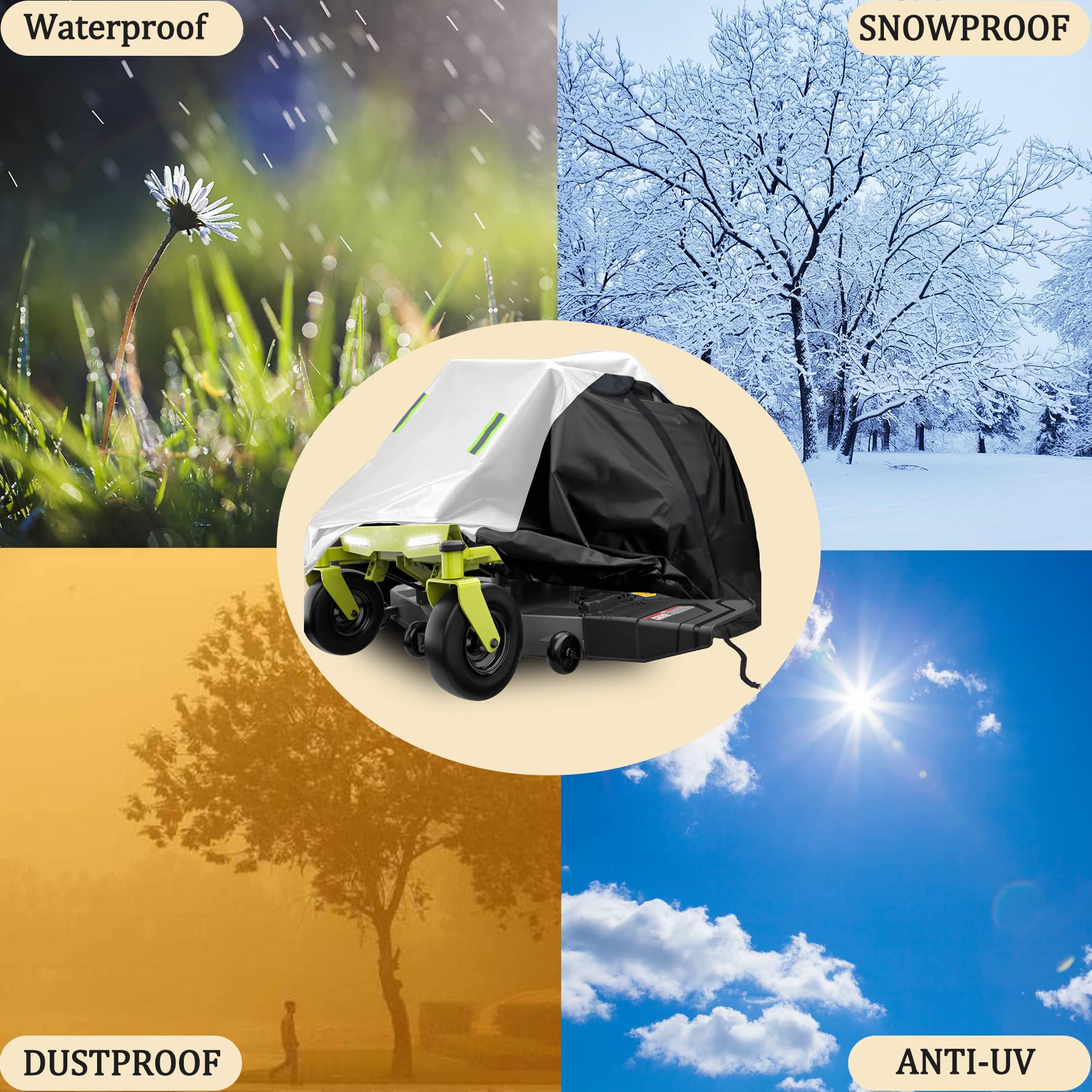 Heavy Duty Waterproof Zero Turn Mower Cover - Universal Fit for Riding Lawn Mowers up to 50