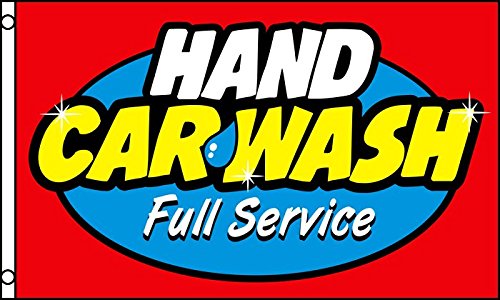 Premium 3x5 Polyester Hand Car Wash Full Service Flag - Durable & Weather-Resistant for Outdoor Car Detailing, Auto Shops & Driveway Decor