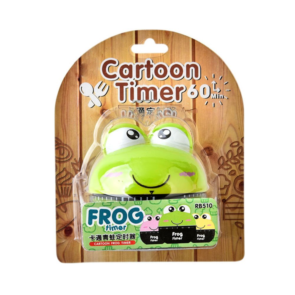 Mini Mechanical Kitchen Timer - 60 Minute Countdown with Loud Alarm, Cartoon Frog Design, Manual Wind-Up for Cooking, Baking, and Lab Use (Green)