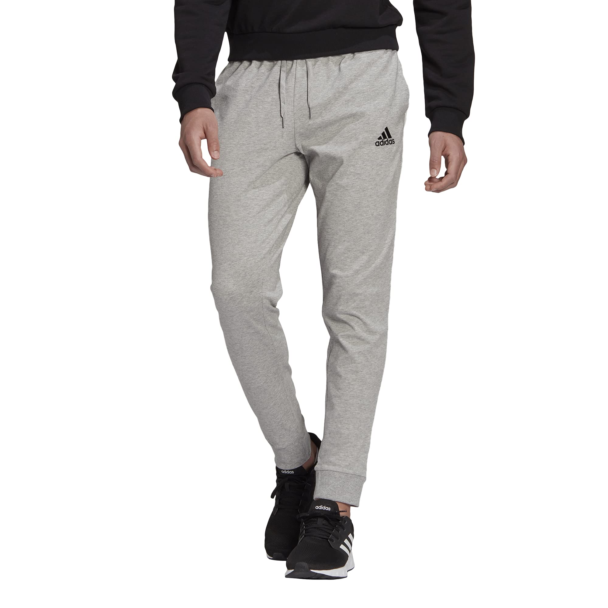 adidas Men's Essentials Single Jersey Tapered Cuff Sweatpants - Comfortable Athletic Joggers for Gym, Running & Casual Wear