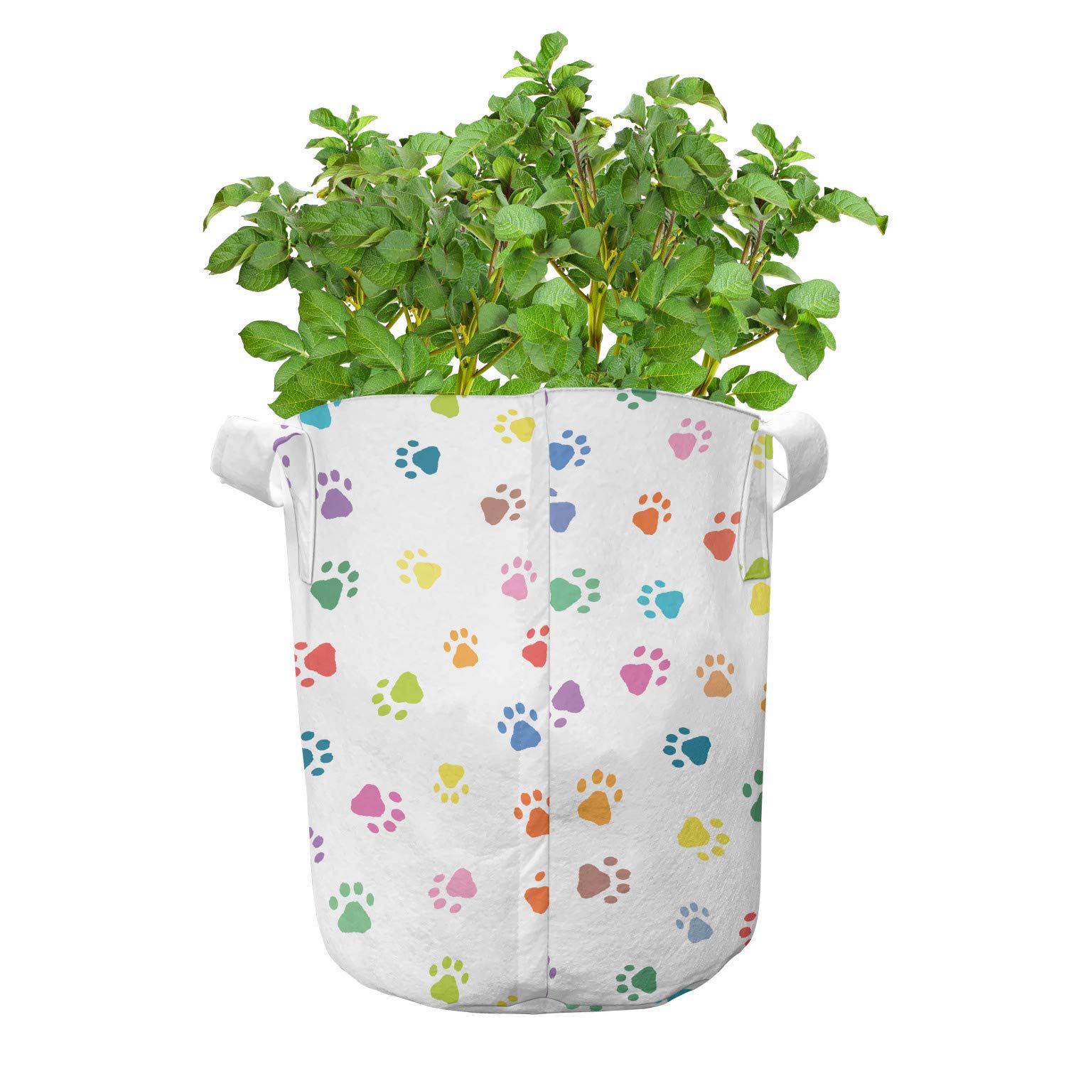 Ambesonne 5-Pack 7 Gallon Heavy Duty Fabric Grow Bags with Handles - Cat Paw Print Design for Indoor/Outdoor Plants, Flowers, Vegetables - Durable Plant Pots for Gardening, Balcony & Patio Decor