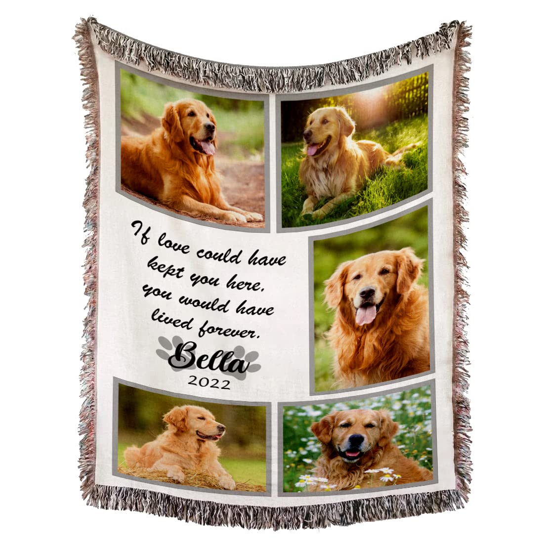 Custom Personalized Pet Memorial Blanket - 60x80 Inch Woven Photo Throw for Dog & Cat Loss - Sympathy Gift for Pet Lovers - Perfect for Comfort, Remembrance & Home Decor