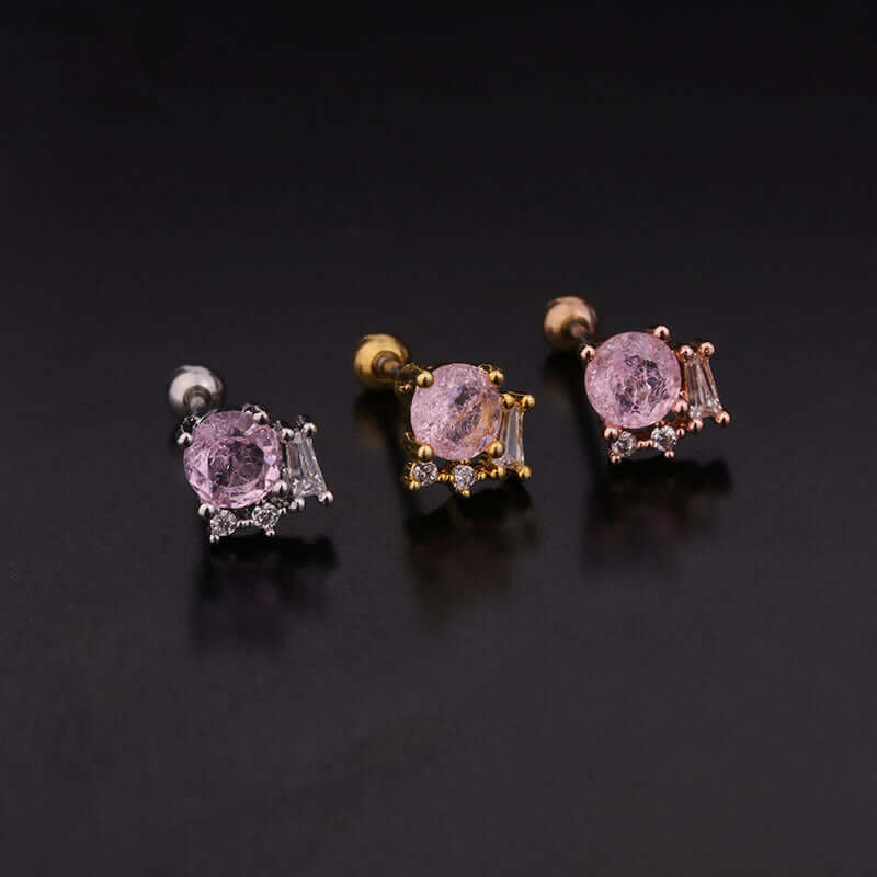 20G Colorful CZ Daith Conch Stud Earrings for Women | Hypoallergenic Body Jewelry | Perfect for Piercing, Parties & Everyday Wear - HSPJ248