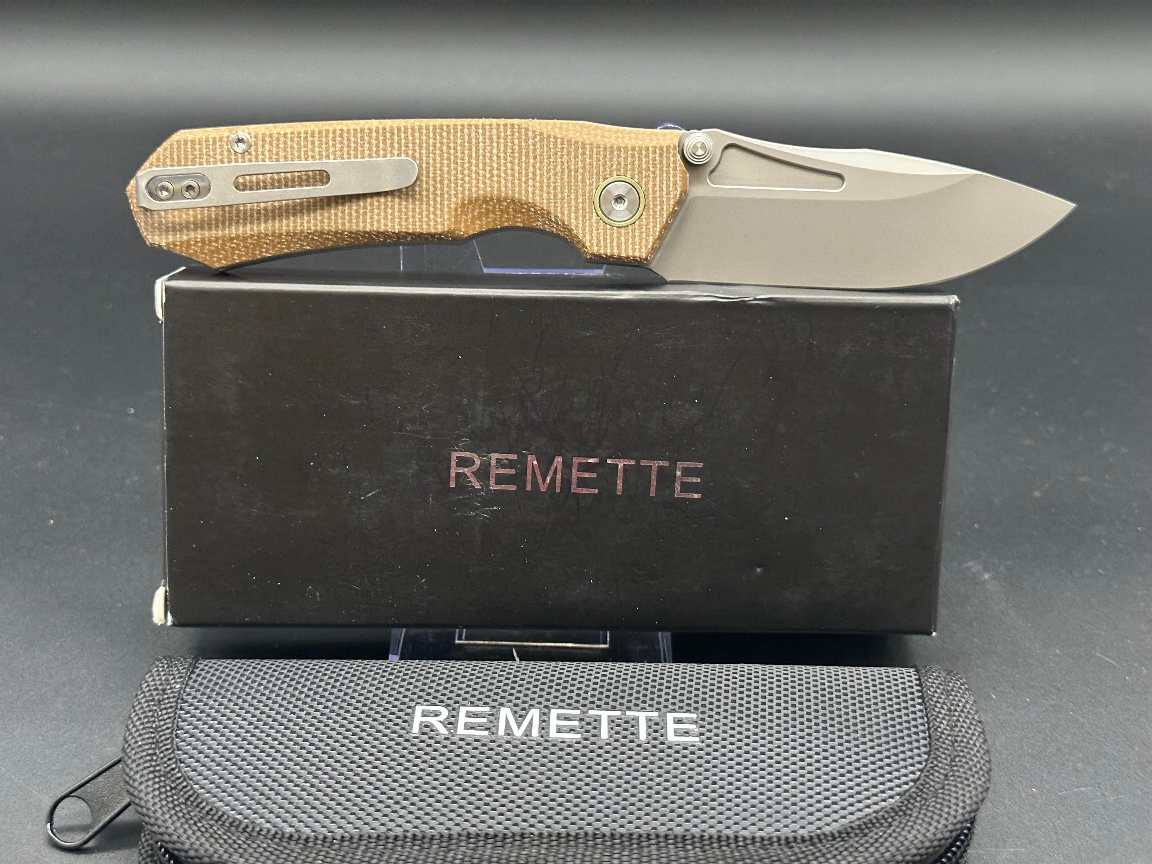 REMETTE Rhino Front Flipper Folding Knife - 14C28N Stainless Steel Blade with Micarta Handle - EDC Pocket Knife for Camping, Hiking & Outdoor Survival