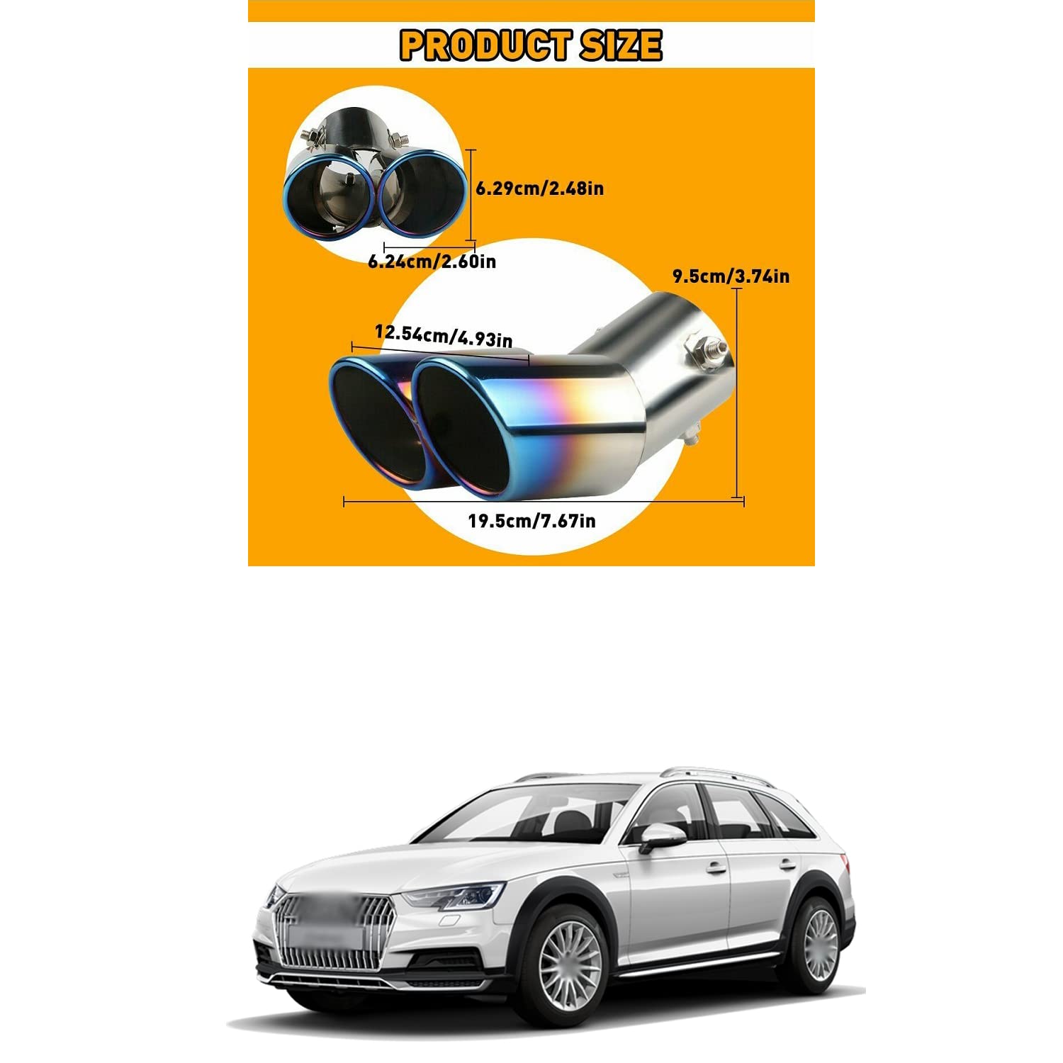 PRIKNIK Silencer Tip Exhaust Pipe - Stainless Steel Adjustable Rear Muffler Tip for Car Decoration - Compatible with 4