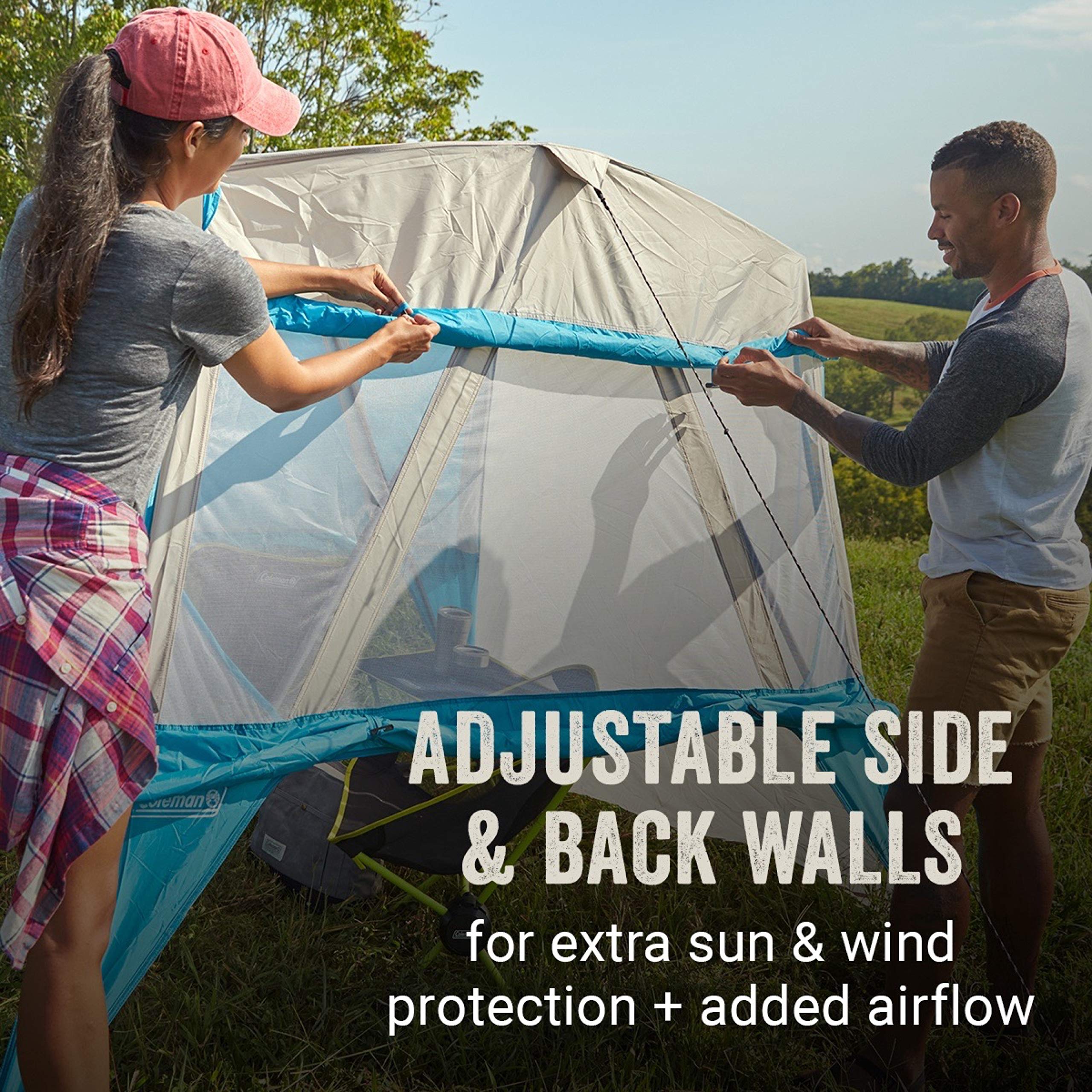 Coleman Backpack Sun Shelter - Portable 7x7ft Canopy Tent with Easy Setup, Lightweight Shade Tent for Beach, Park, Camping & Outdoor Activities | Includes Carry Bag