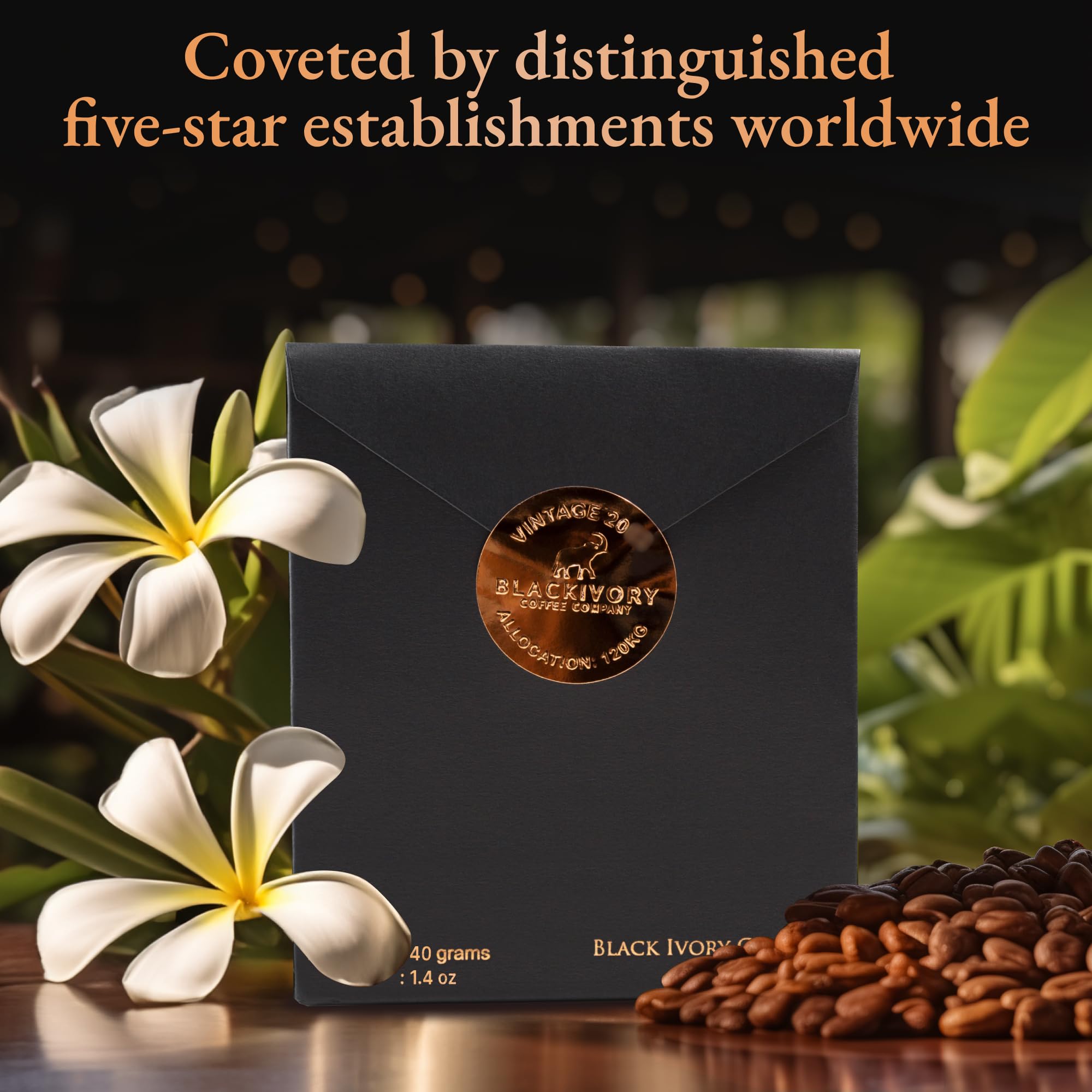 Premium Black Ivory Whole Bean Coffee - Rare Elephant-Refined Exotic Coffee Beans from Thailand - Ethically Sourced, Single Origin, Low Acid, Smooth Flavor - 1.4 oz Pack - Perfect for Gourmet Coffee Lovers & Unique Gift Ideas