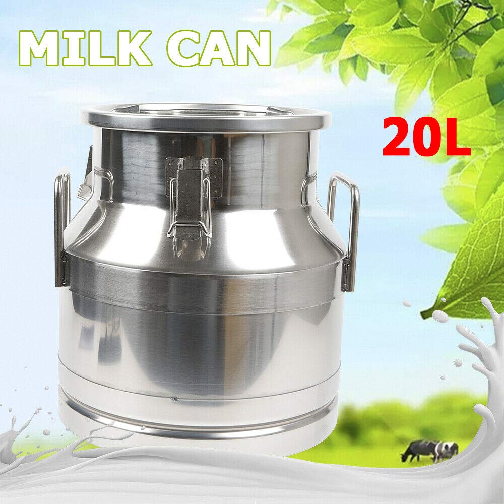 20L Commercial Stainless Steel Milk Can - Large Portable Milk Storage Container with Nested Design for Transport, Serving & Bulk Storage | Ideal for Dairy Farms, Coffee Shops & Catering Businesses
