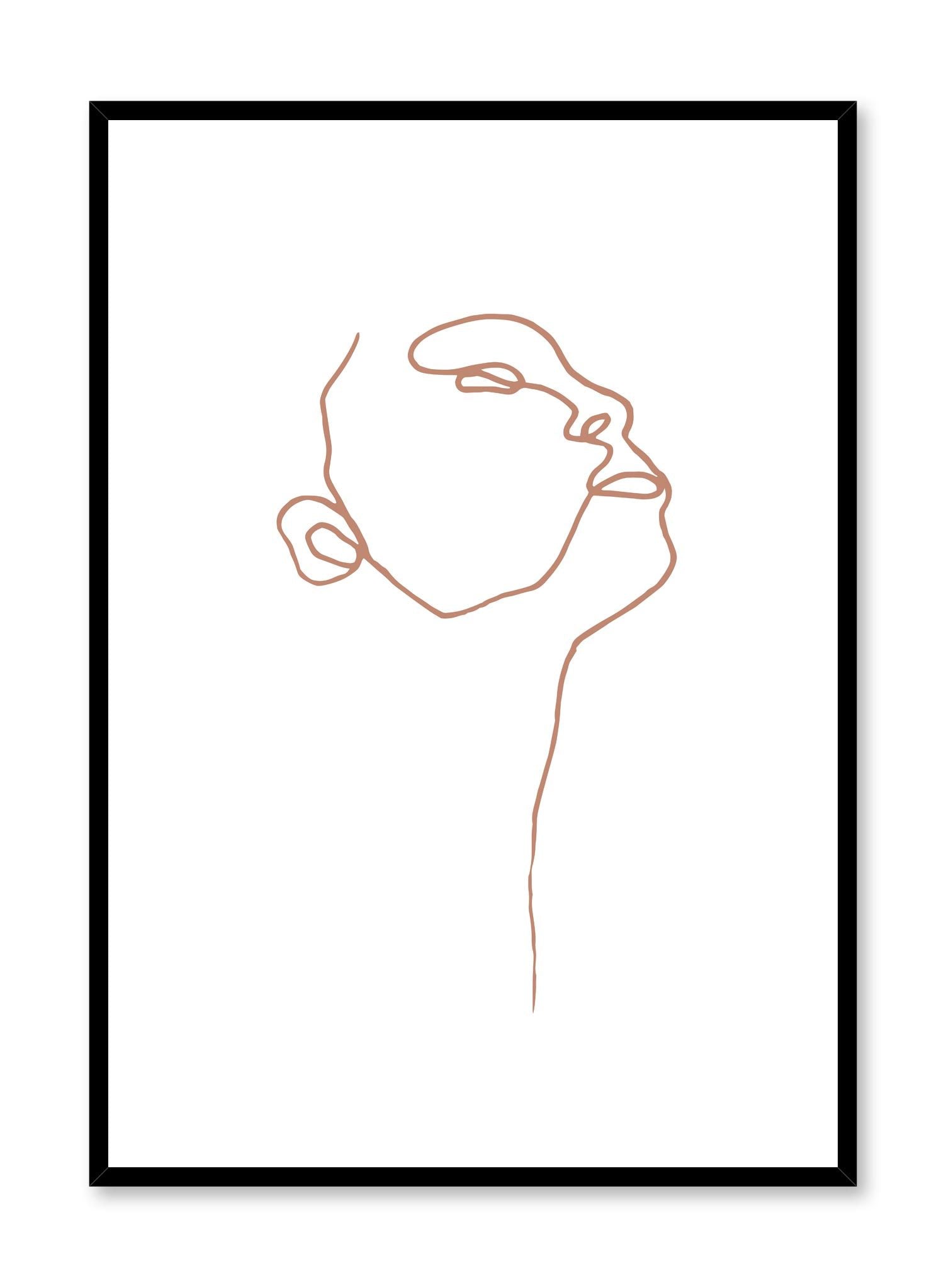 Beige Line Art Profile Poster - Elegant Wall Decor for Home, Office & Gifts | Perfect for Living Rooms, Bedrooms & Workspaces