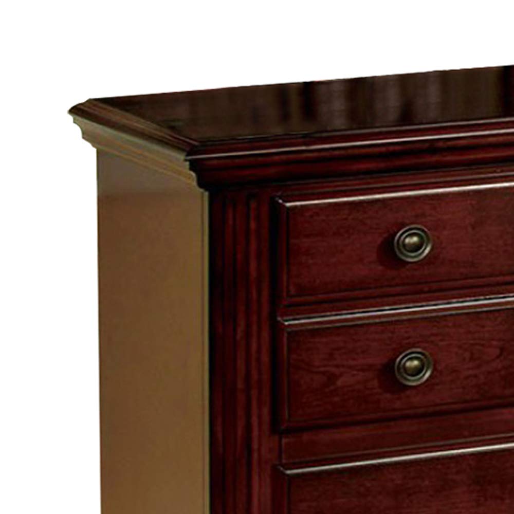 Furniture of America Gabrielle II Cherry Wood Nightstands - Bedside Tables for Bedroom with Storage Drawers, Modern Home Decor