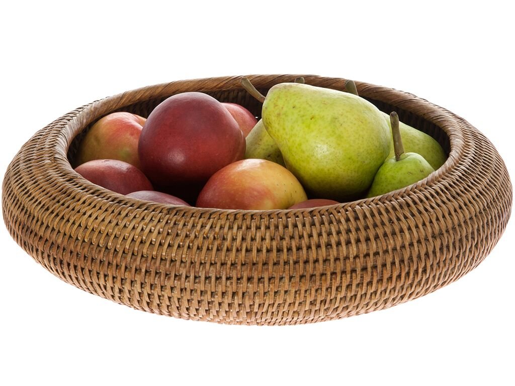 KOUBOO La Jolla Medium Honey Brown Wooden Fruit Bowl - Decorative Kitchen Countertop Display for Fruits, Vegetables, and Home Decor