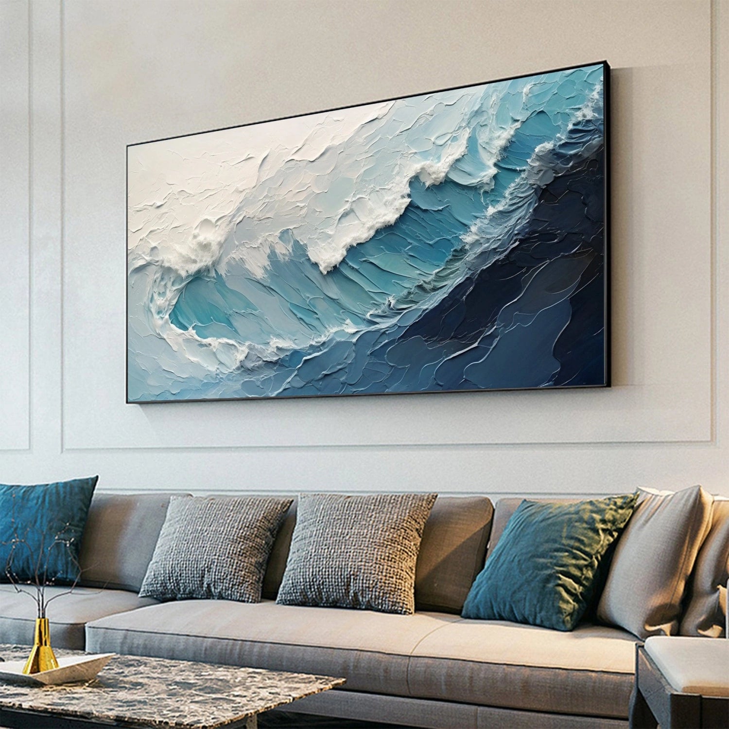 Ocean and Sky Painting #OS 241 - Handmade Canvas Wall Art for Home Decor, Office & Living Room - Coastal Landscape Artwork for Beach House & Modern Interior Design