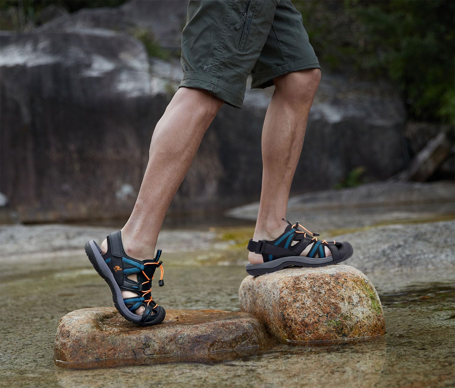 Men's Waterproof Hiking Sandals - Closed Toe for Beach & Outdoor Sports