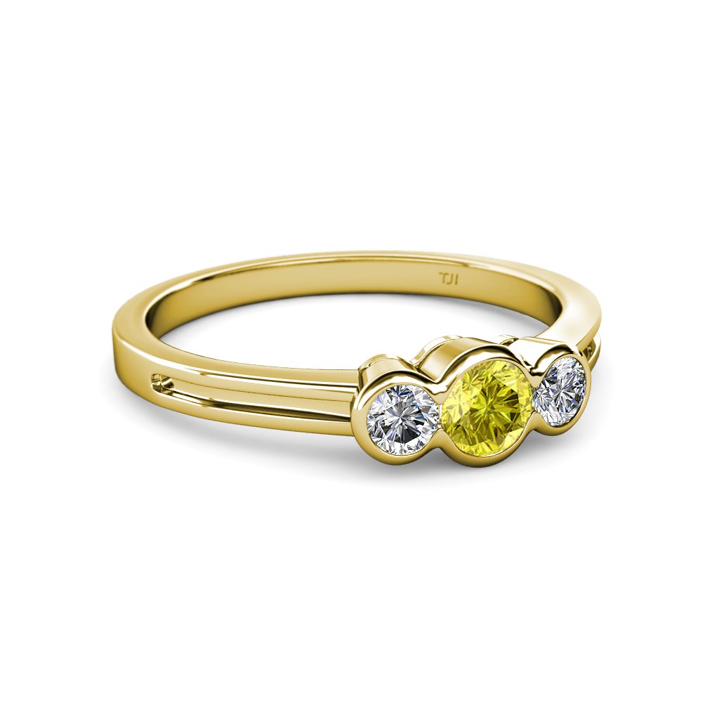 0.49ct Yellow & White Diamond Ring in 14K Gold for Engagement