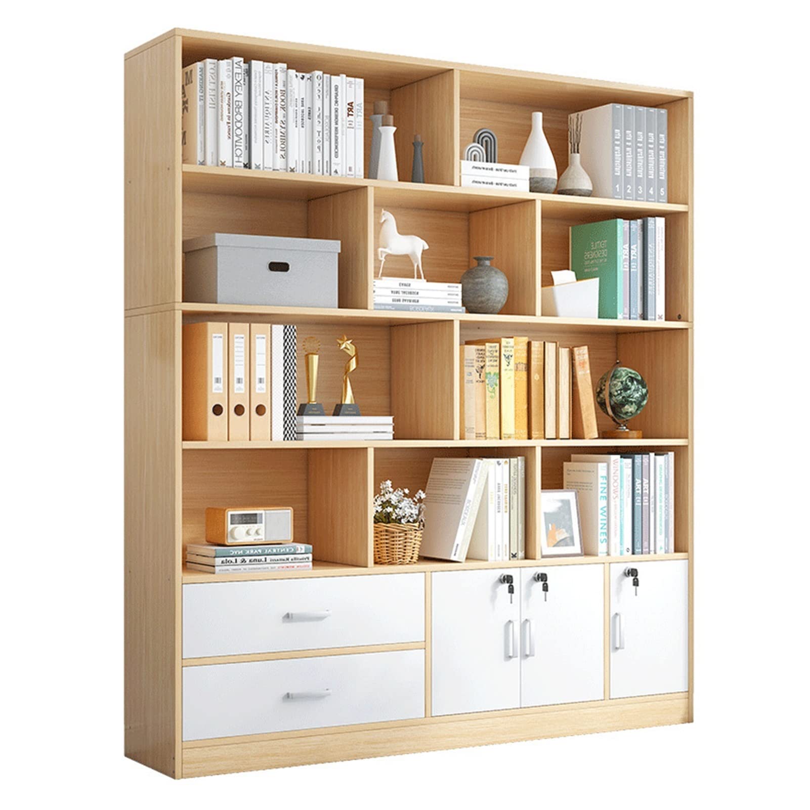 Modern Minimalist Wooden Bookshelf - Freestanding Floor Standing Bookcase for Office, Bedroom & Living Room | Tree Design Storage Shelf & Cabinet for Books, Decor & Organizing Spaces