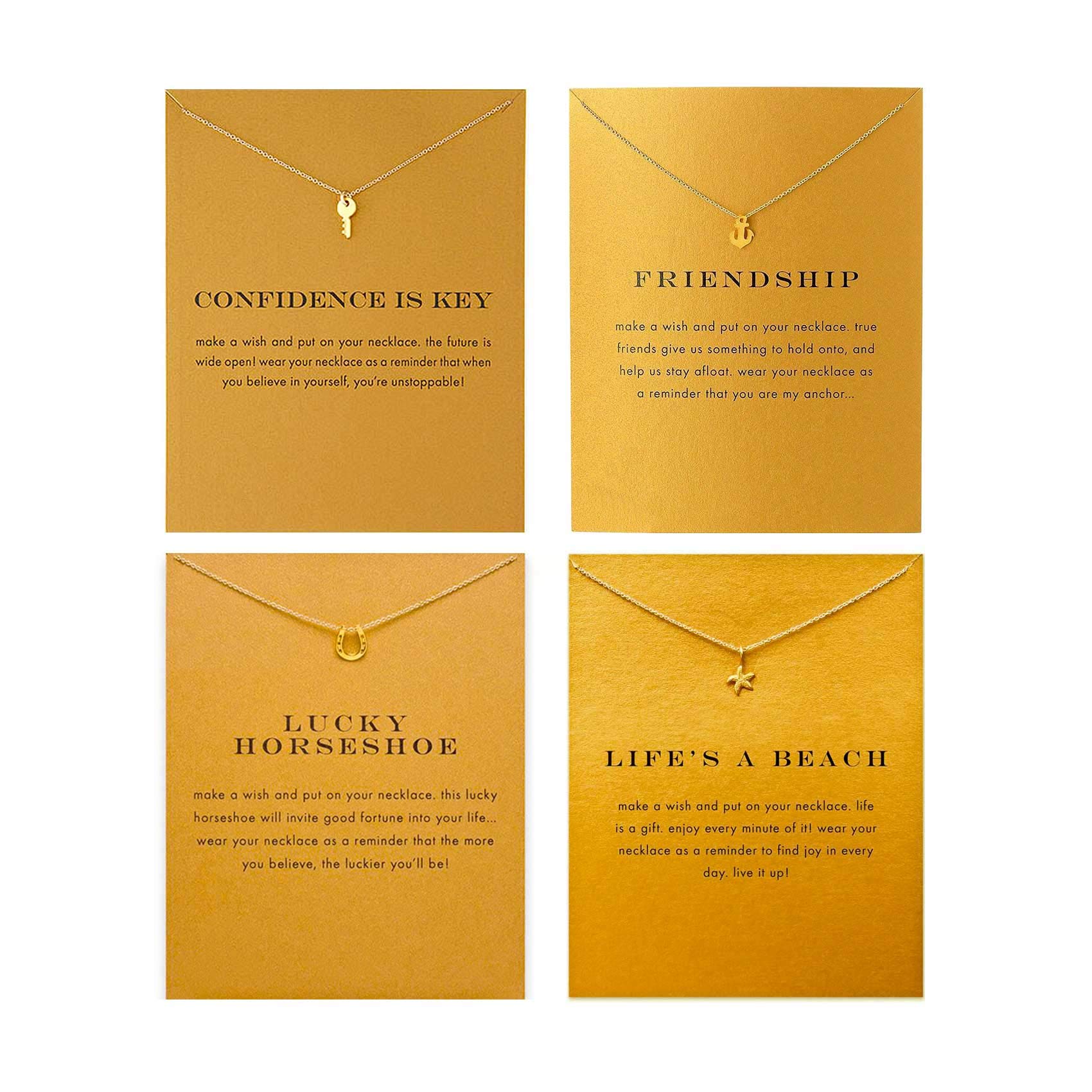 Bulk Graduation Gifts - 4PCS Friendship Elephant Necklace Set with Unicorn, Anchor, Key & Compass Charms - Meaningful Graduation Jewelry for Her | Perfect for Graduation Parties, Friendship Day & Special Occasions