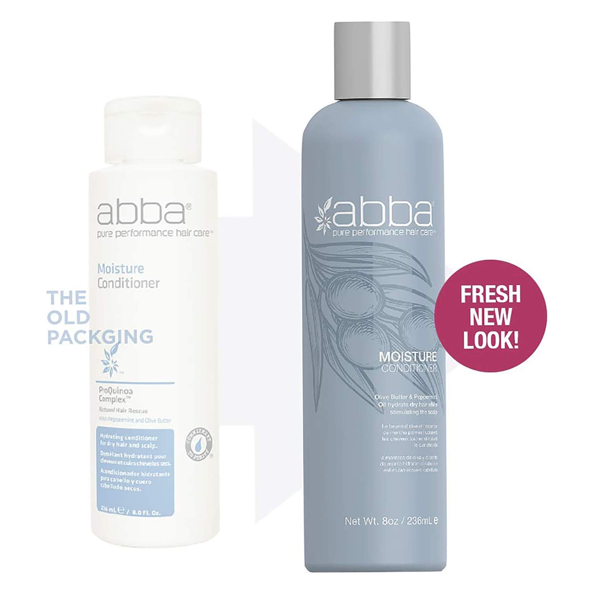 ABBA Pure Moisture Shampoo with Olive Butter & Peppermint Oil - Hydrating & Nourishing Hair Care for Dry, Damaged Hair - Perfect for Daily Use at Home or Salon