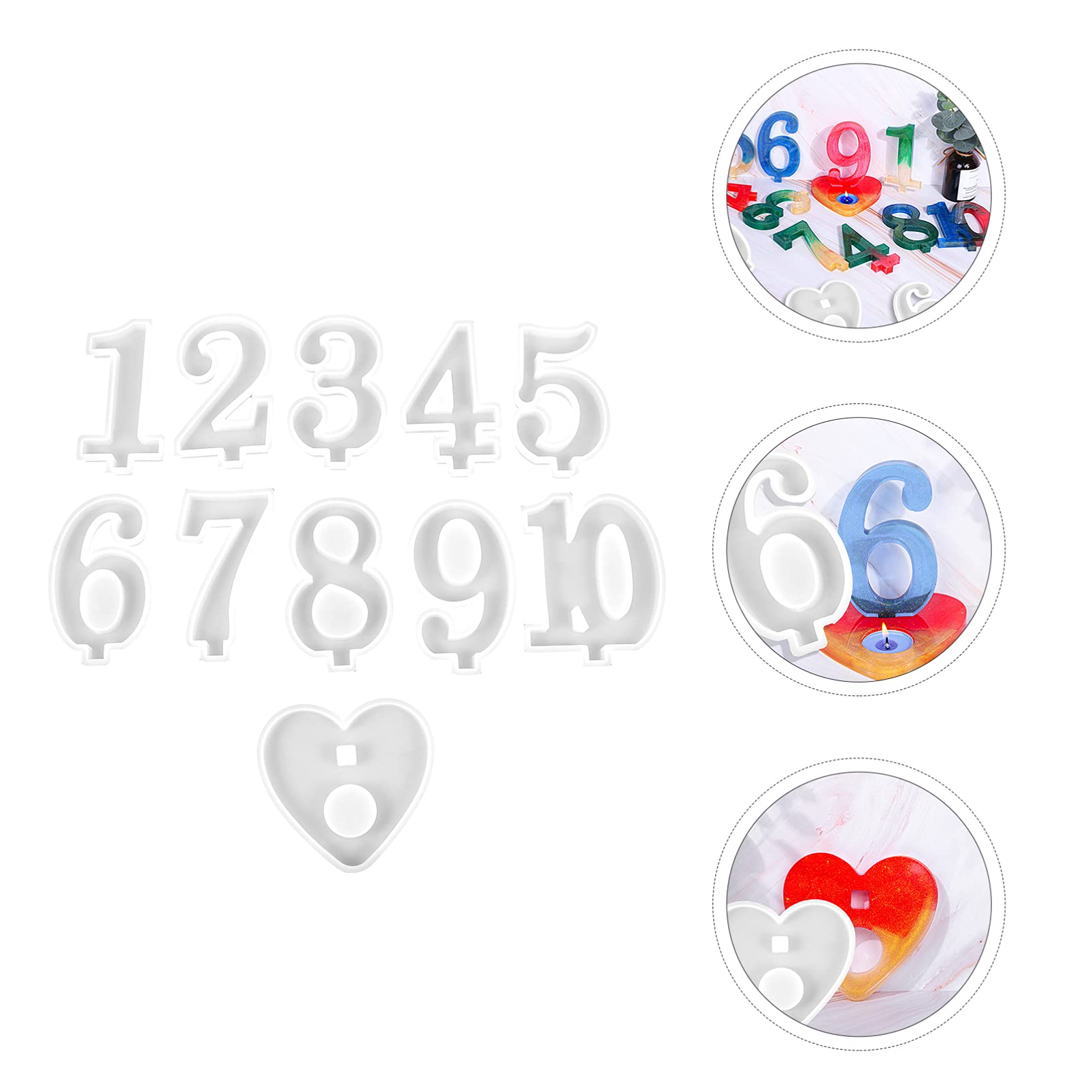 EXCEART 11Pcs Silicone Candle Molds Set - 3D Alphabet Letters, Numbers, Heart Candle Holder for DIY Epoxy Candles, Crystal Cake Decorations - Perfect for Birthday, Wedding, Home Decor & Party Favors