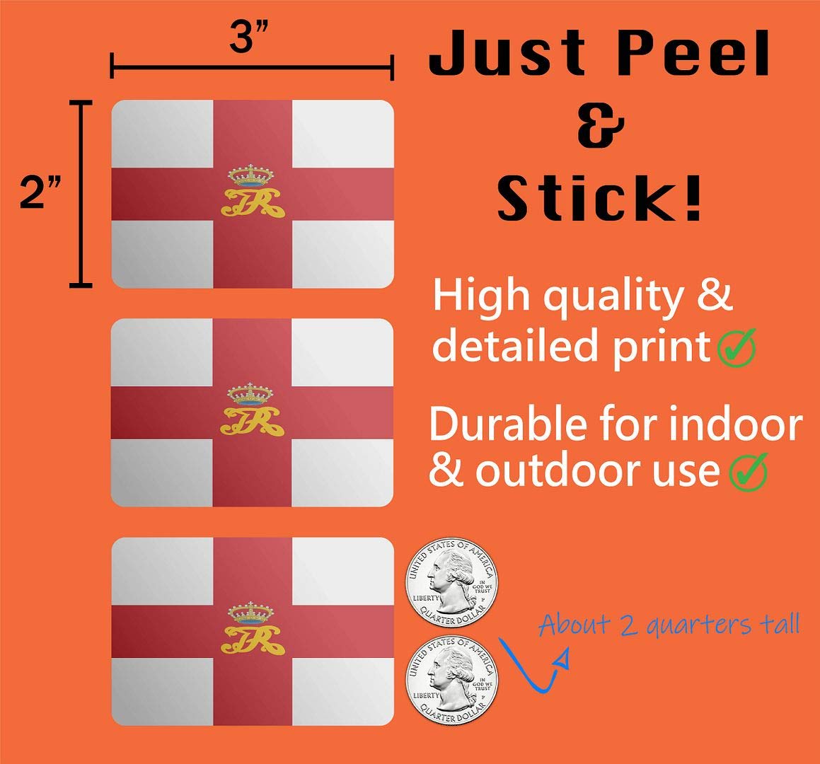 3M Reflective New England Flag Stickers Under Sir Edmund Andros - High Visibility Safety Decals for Hard Hats, Bikes, Laptops & Toolboxes - Perfect for Night Cycling, Construction Sites & Outdoor Gear Identification