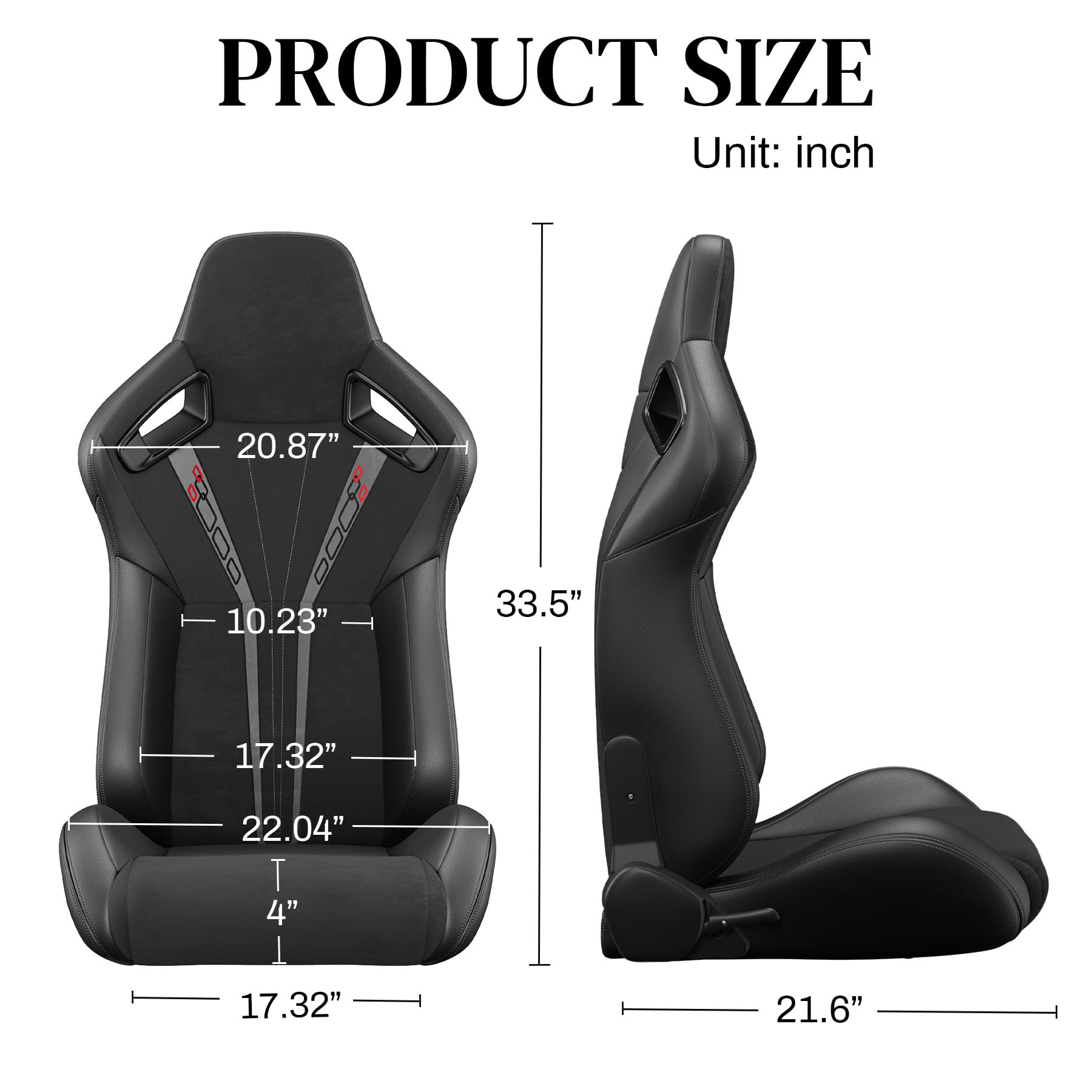 2 Pack Universal Racing Bucket Seats - PVC Leather Car Seats with Dual Lock Sliders for Front/Back Adjustment | Perfect for Sports Cars, Drifting & Track Racing