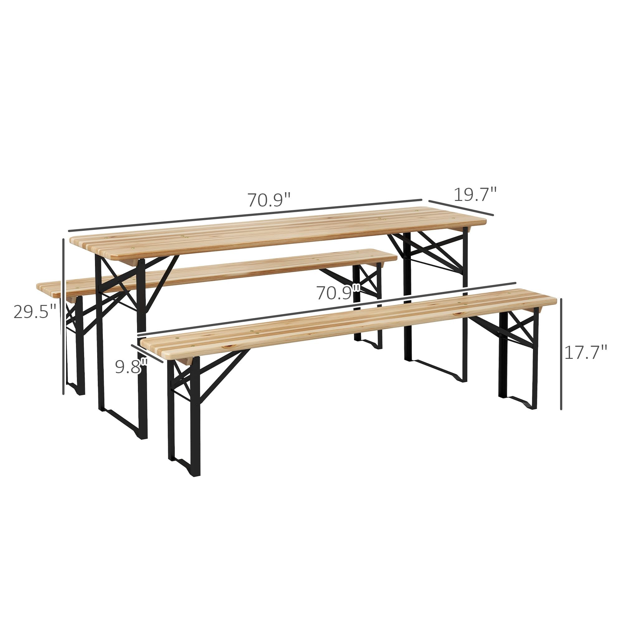 Outsunny 6-Foot Portable Folding Picnic Table with Benches - Solid Wood Outdoor Dining Set for Camping, Backyard, Patio & Garden - Perfect for BBQs, Picnics & Family Gatherings