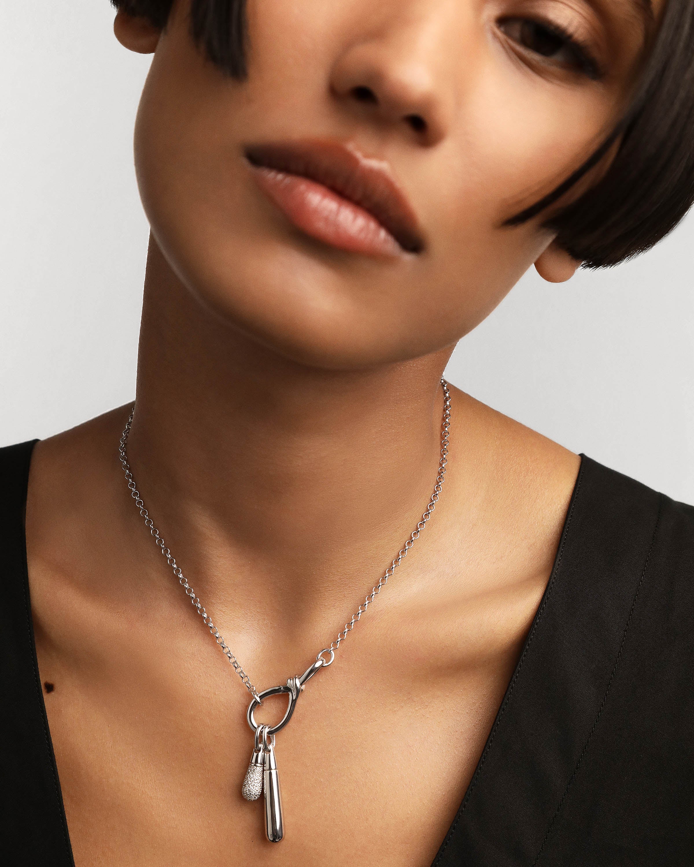 Large Drop Silver Pendant Necklace for Women - Elegant Sterling Silver Jewelry Gift for Her - Perfect for Parties, Weddings & Everyday Wear