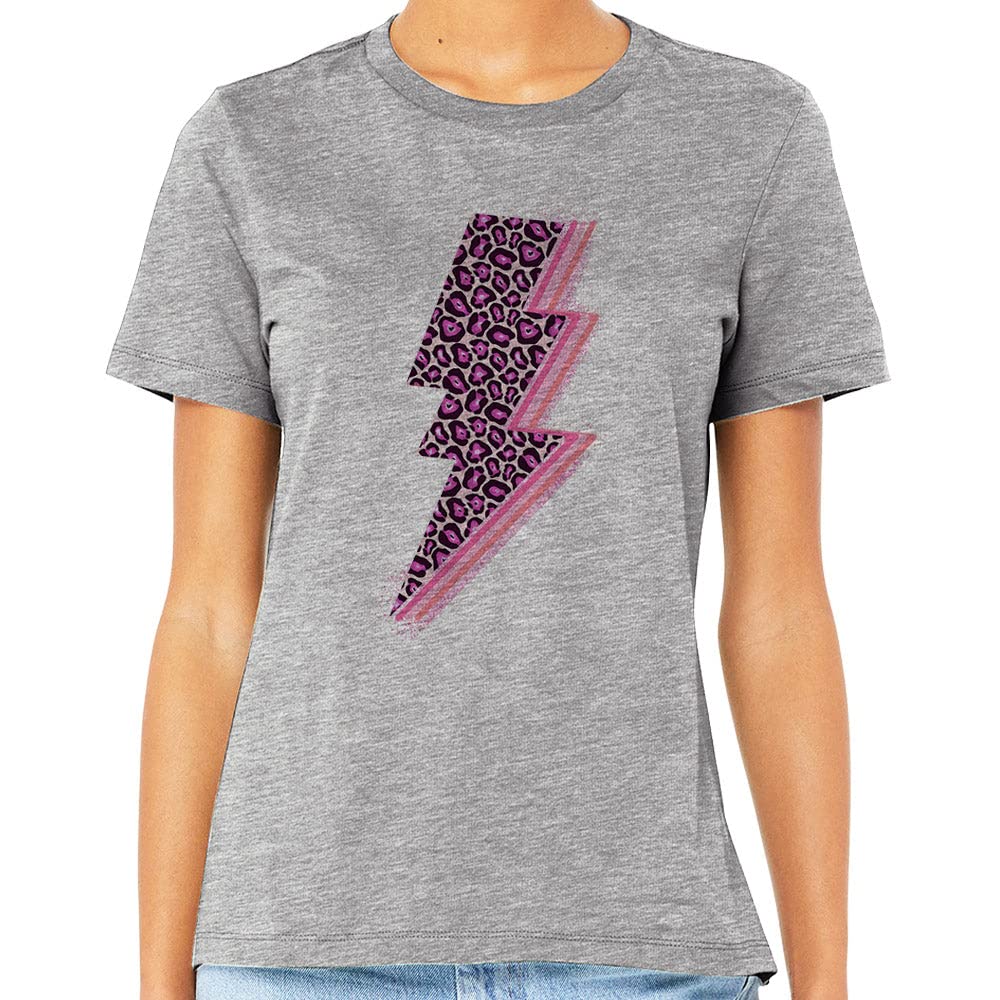 Stylish Pink Leopard Lightning Bolt Graphic T-Shirt - Unisex Casual Tee for Men & Women | Perfect for Parties, Concerts & Streetwear Fashion