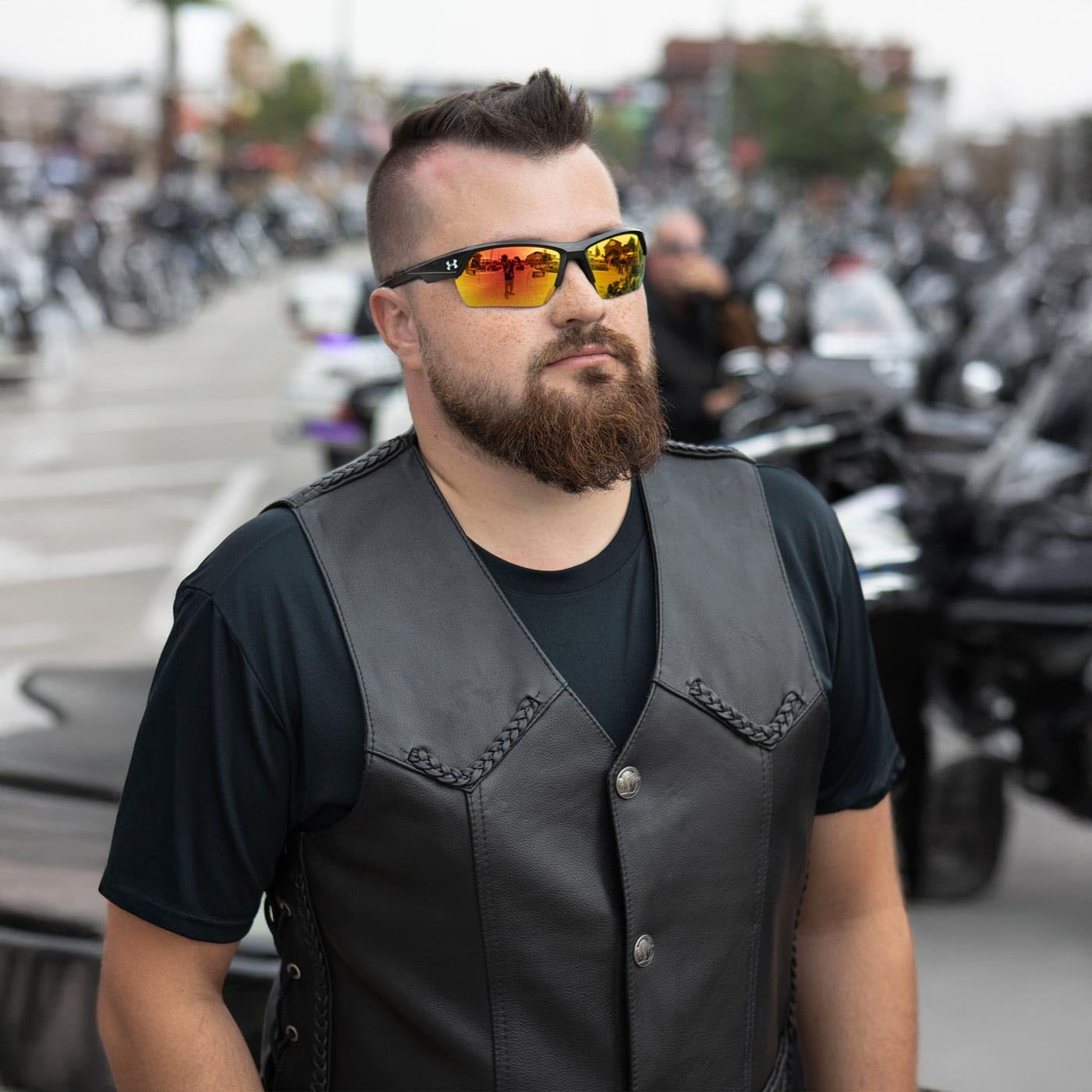 Hot Leathers Black Heavyweight Leather Vest with Braided Detail – Premium Biker Jacket for Men, Motorcycle Riding & Outdoor Fashion