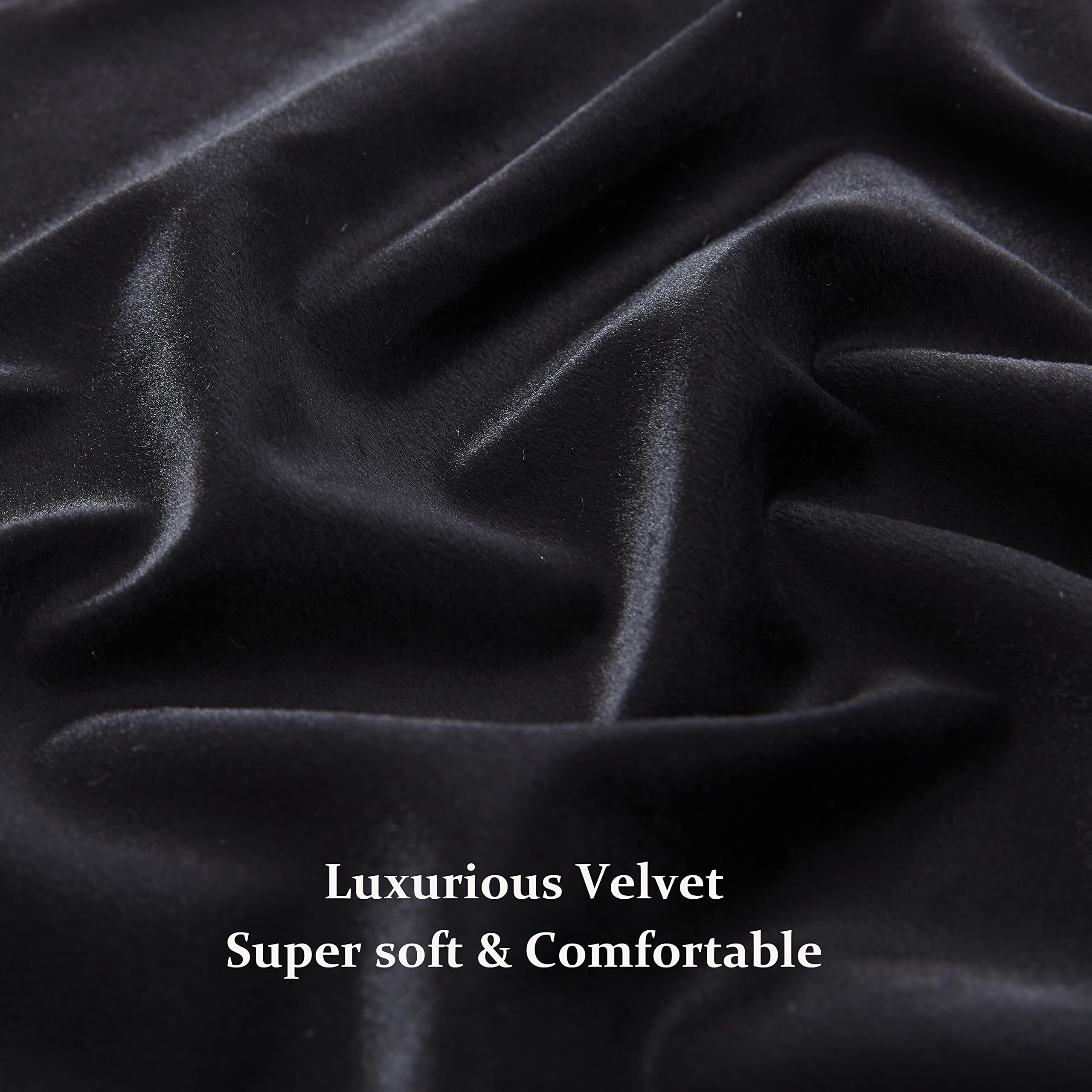 Premium Blackout Curtains 63 Inch Length - Thermal Insulated Velvet Drapes for Living Room & Bedroom, Set of 2 Panels with Grommet Top | Noise Reducing, Room Darkening Window Treatments for Home Decor & Light Control