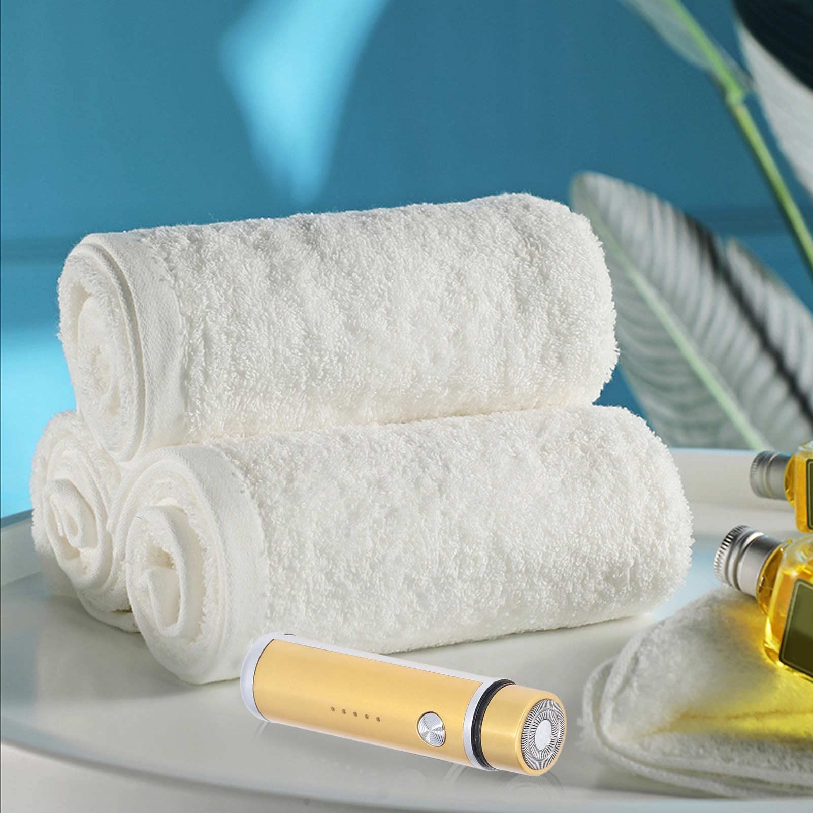 Portable USB Electric Mini Shaver for Men - Low Noise, Power Display, Gold - Perfect for Travel, Gym & Quick Grooming at Home or Office