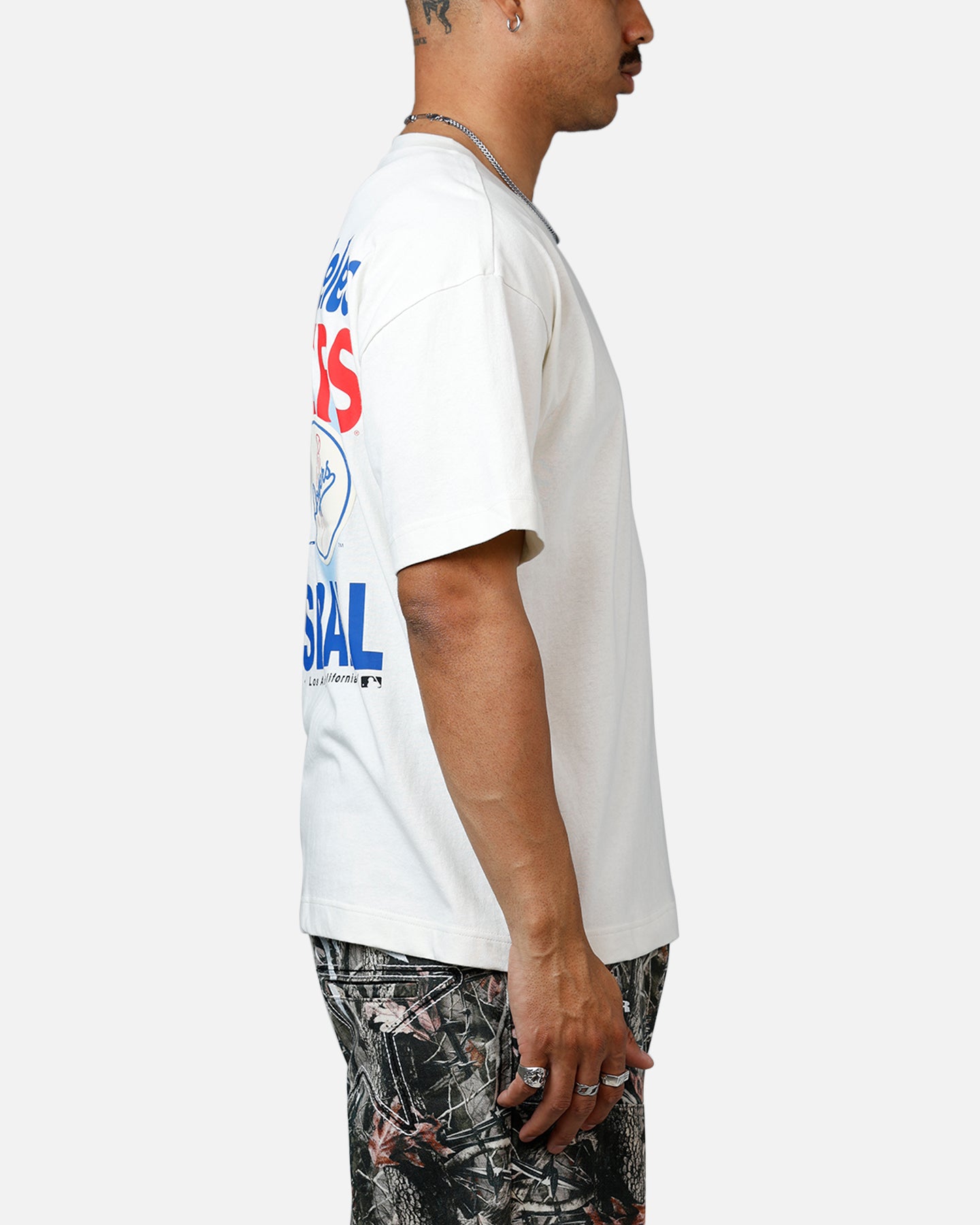 47 Brand Los Angeles Dodgers All Fire T-Shirt - Men's Baseball Fan Jersey - White Cotton Tee for Game Day, Sports Events & Casual Wear