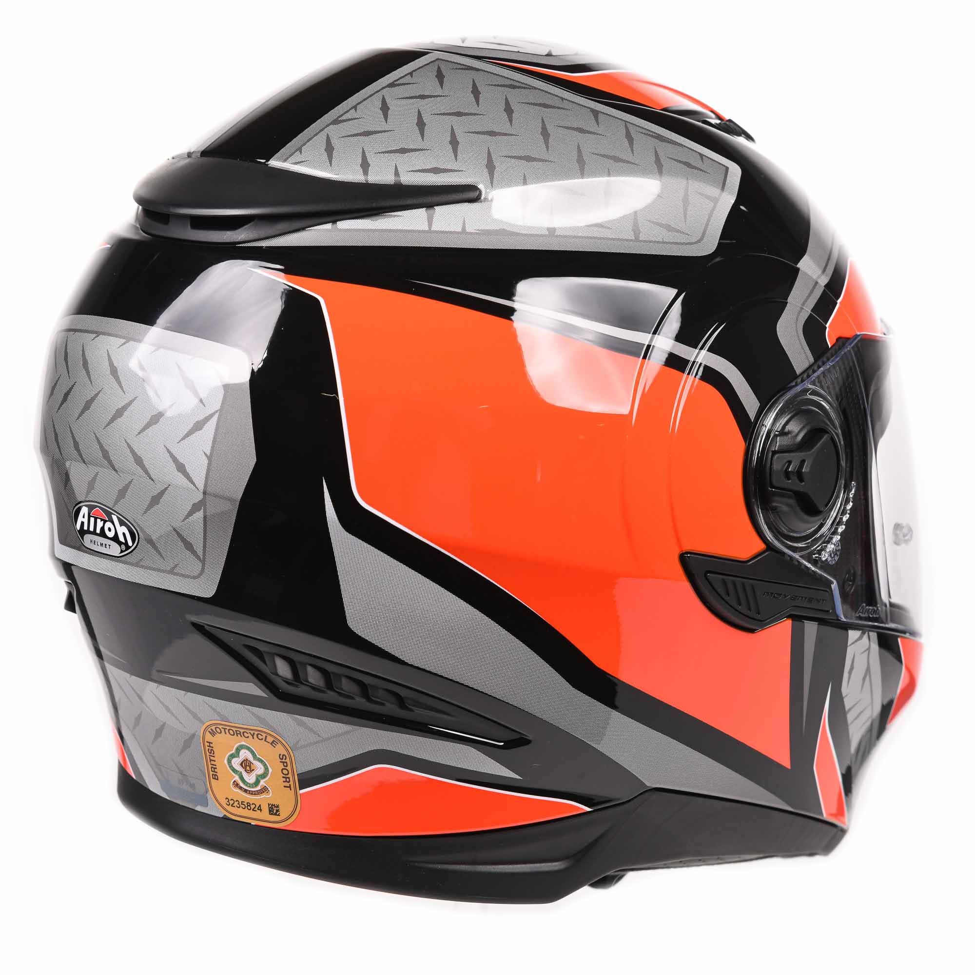 Airoh Movement S Steel Gloss Orange Motorcycle Helmet - Lightweight & Durable Full Face Helmet for Street Biking, Racing & Urban Commuting