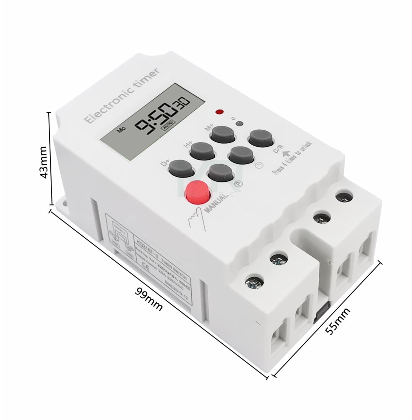 CZKE KG316T-II Digital Programmable Timer Switch 25A 220V DIN Rail Mount for Home & Industrial Automation - Perfect for Lighting, HVAC, and Equipment Control