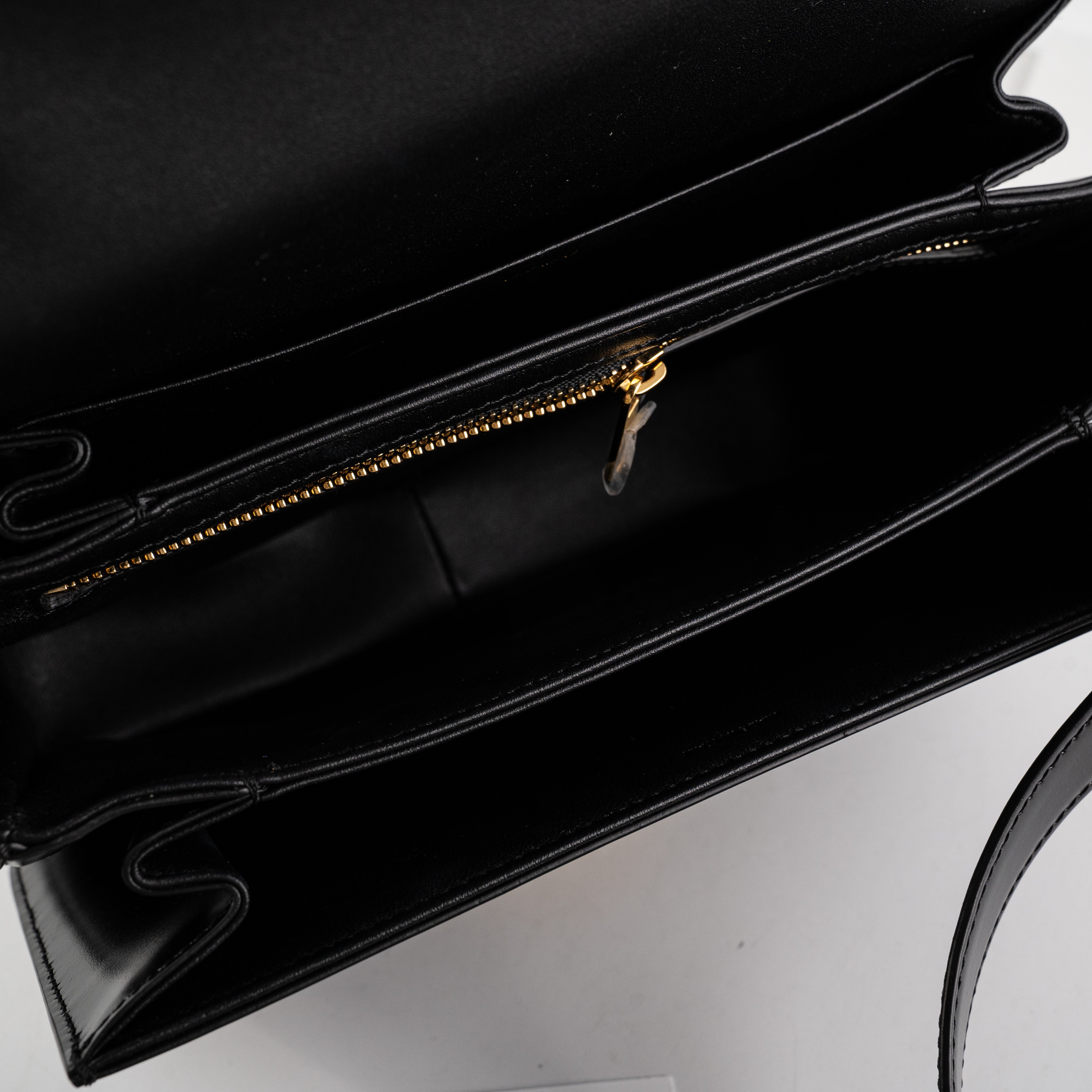 Celine Triomphe Medium Black Leather Crossbody Bag for Women | Luxury Designer Handbag for Everyday Use, Work & Evening Out