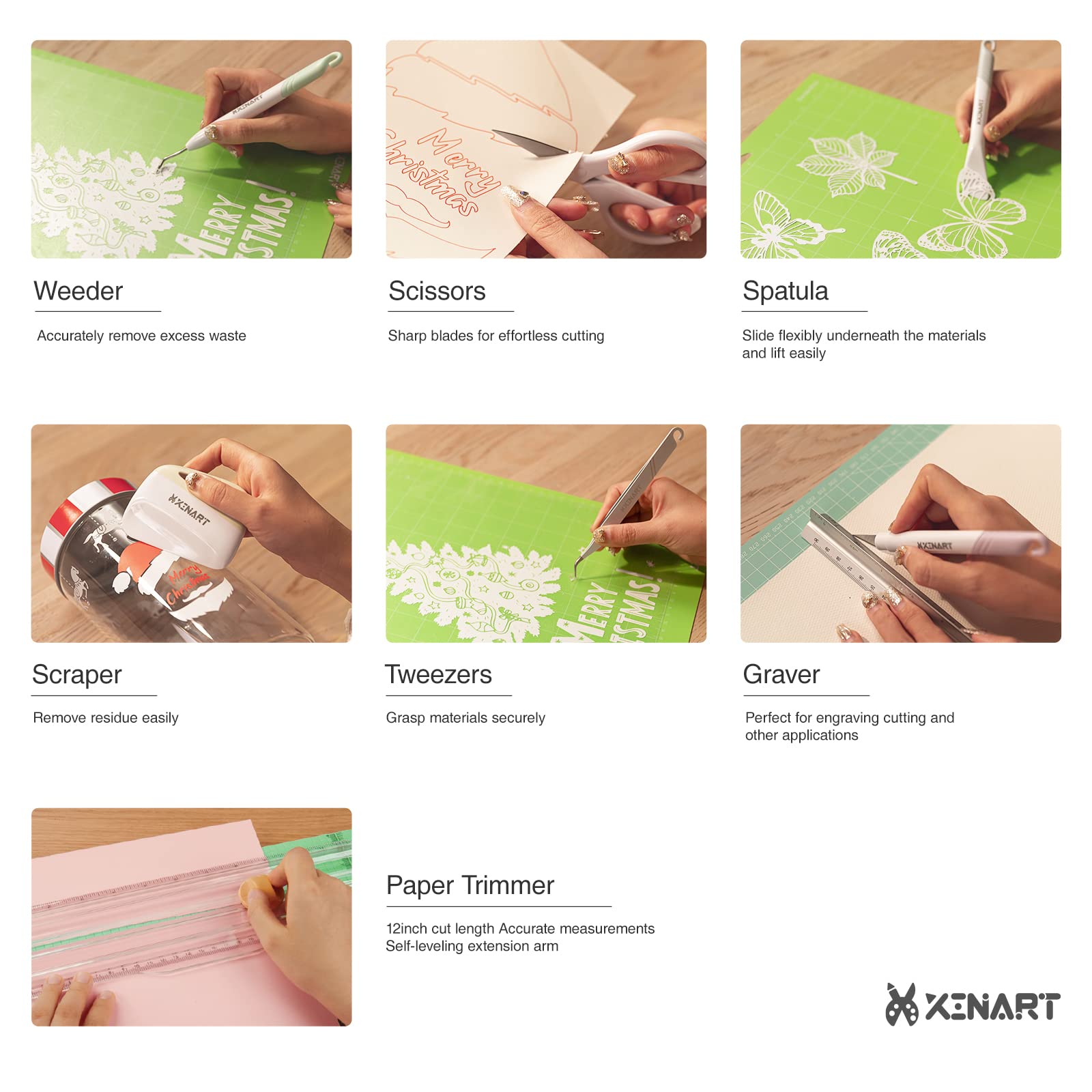 Xinart A4 Paper Trimmer & Craft Tool Kit - Precision Knife, Weeder, Scraper, Spatula, Tweezers & Scissors for Vinyl Cutting, Scrapbooking, Card Making, Photo Albums & Label Projects - Essential DIY Craft Supplies for Paper, Coupons & Cardstock