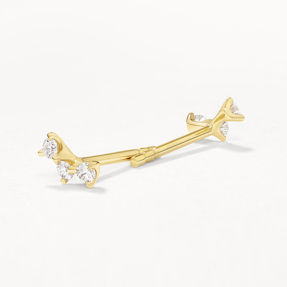 10k Gold Lab-Grown Diamond Trio Bar Stud Earrings – Perfect for Everyday Wear, Gifts & Special Occasions