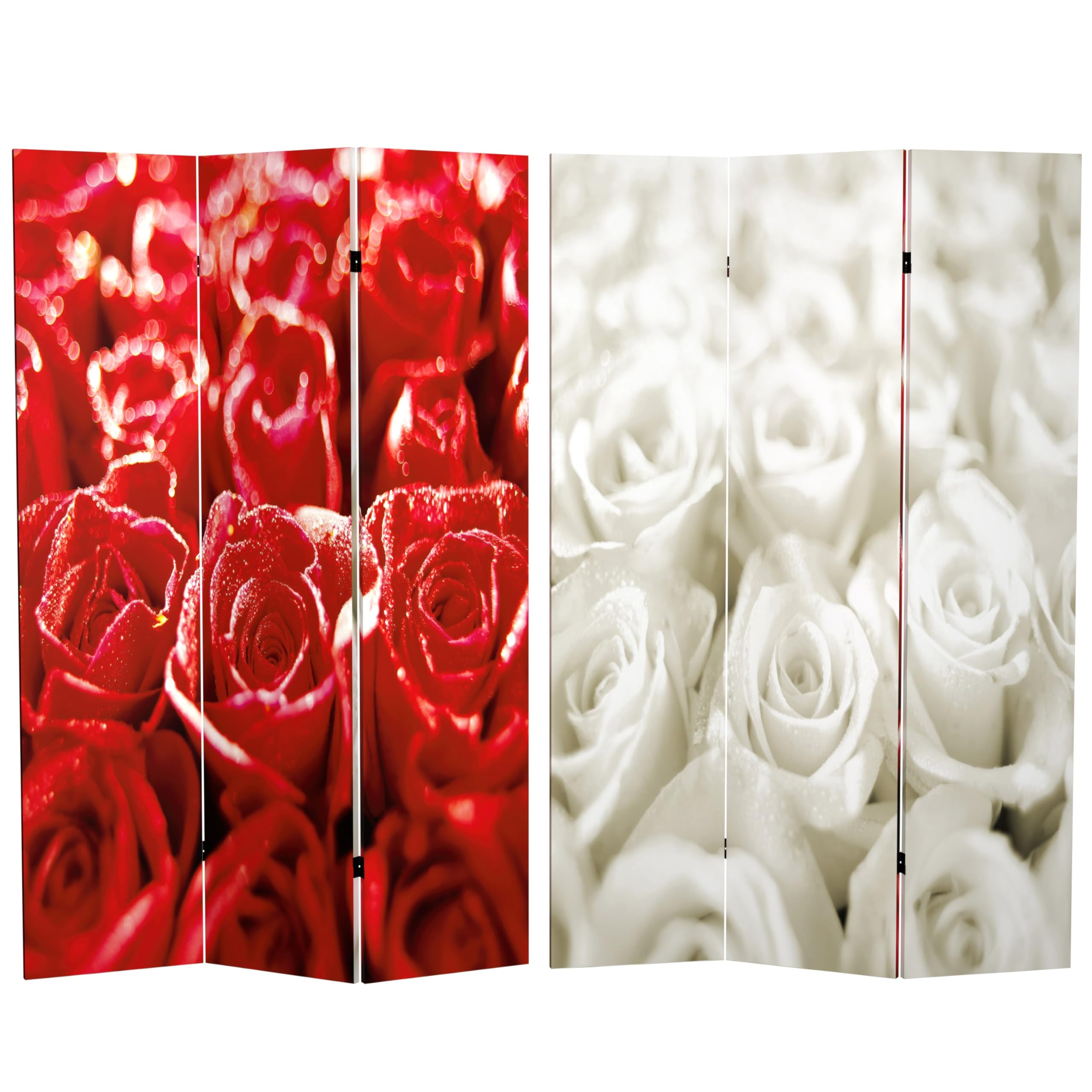 6 ft Tall Double Sided Rose Room Divider - 3 Panel Folding Privacy Screen with Floral Bouquet Design for Home, Office, and Wedding Decor (71 Inches High) | Perfect for Room Separation, Event Backdrop, and Photo Booth Background