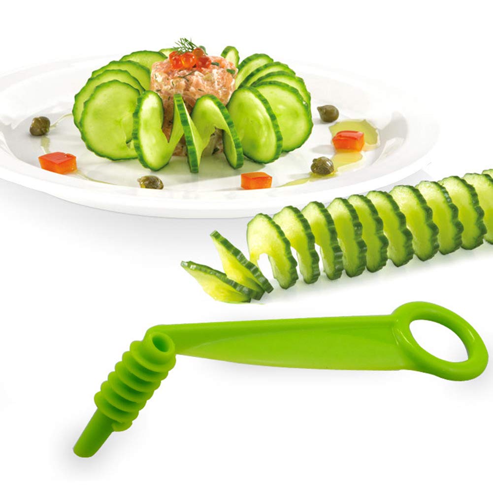Portable Manual Spiral Slicer for Potatoes, Carrots & Fruits - 5-Blade Vegetable Cutter with Non-Slip Base | Perfect for Healthy Snacks, Salad Garnish & Meal Prep | Kitchen Gadget Tool (Random Color)