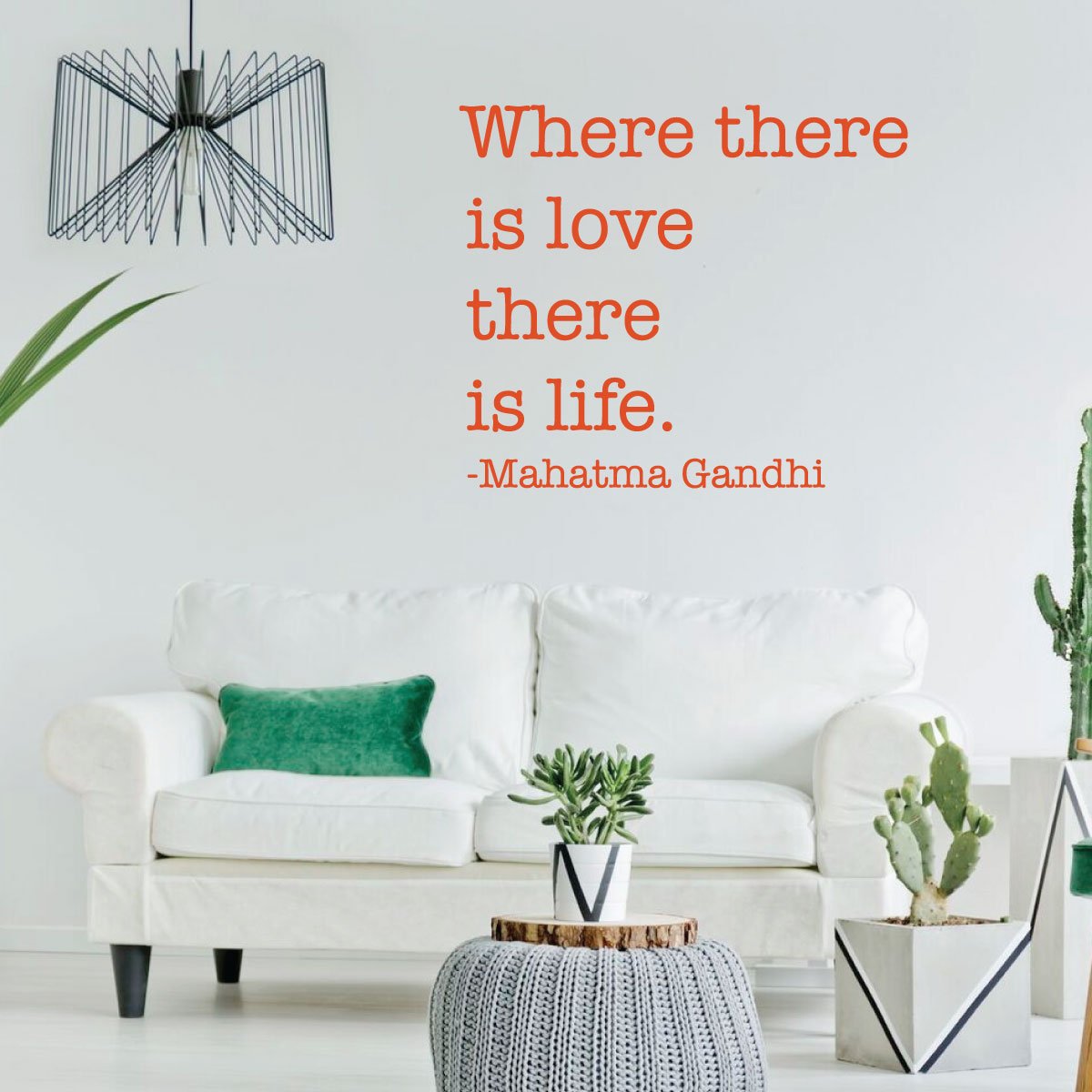 Inspirational Wall Decals with Mahatma Gandhi Quote - 'Where There Is Love There Is Life' - Removable Vinyl Stickers for Home, Bedroom, Nursery & Office Decor - Perfect for Living Room, Dorm & Gift Ideas