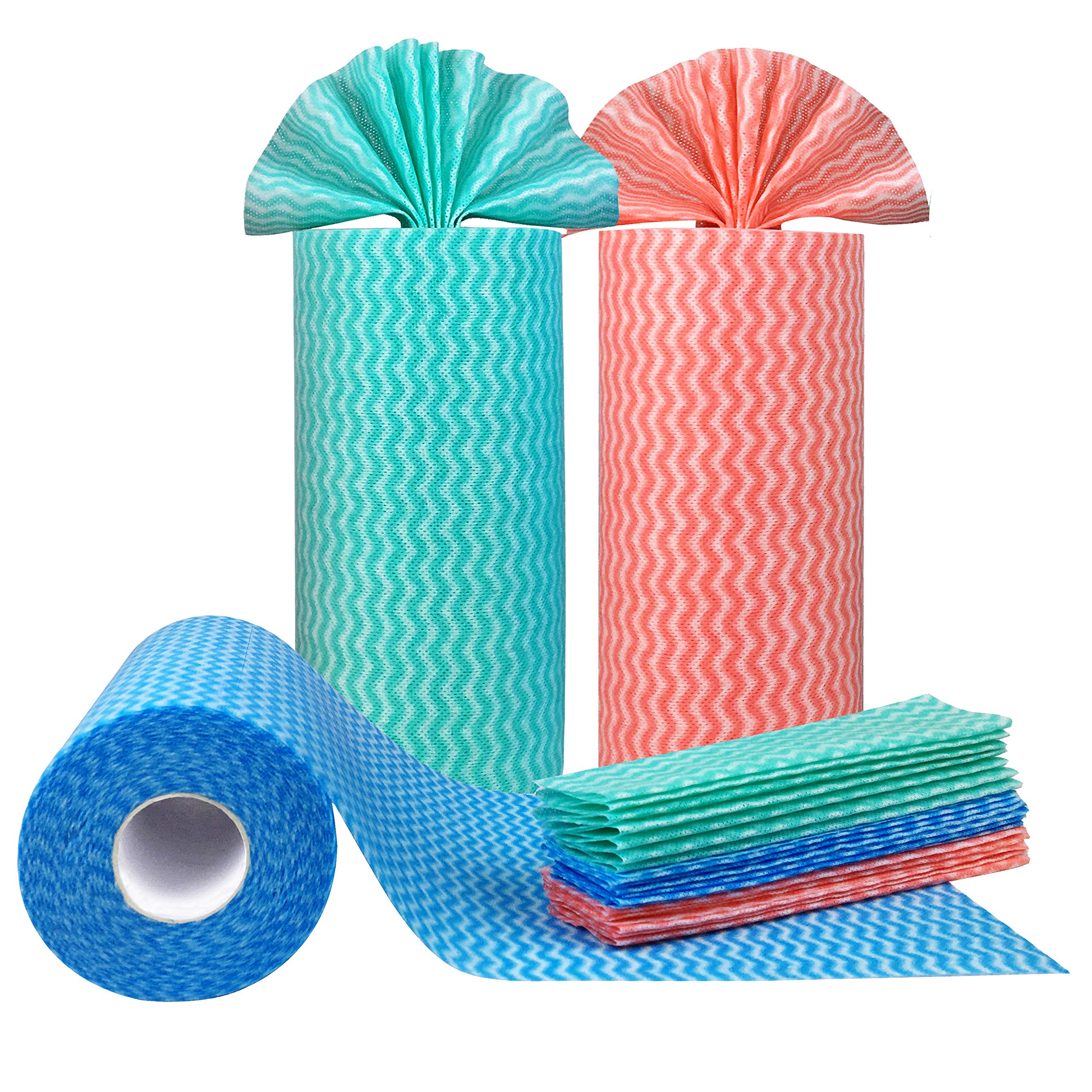 Eco-Friendly Reusable Paper Towels - 180 Count (3 Rolls) | Absorbent Cleaning Rags, Kitchen Towels & Dishcloths for Drying Dishes | Washable Handiwipes for Kitchen, Bathroom & Household Cleaning