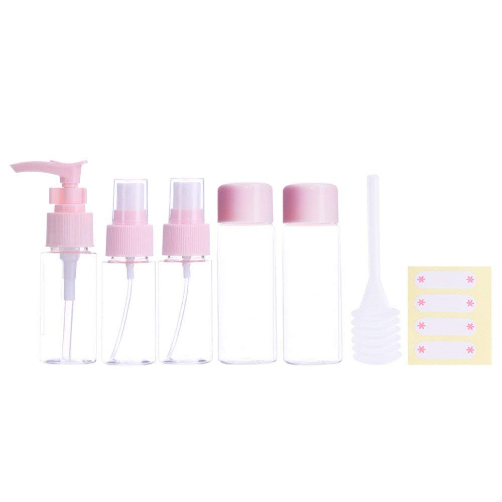 Zollyss 6-Piece Clear Plastic Refillable Travel Toiletry Spray Bottles Set with Zippered Pouch - Leakproof Cosmetic Containers for Shampoo, Lotion & Essential Oils - Perfect for Air Travel, Gym & Vacation