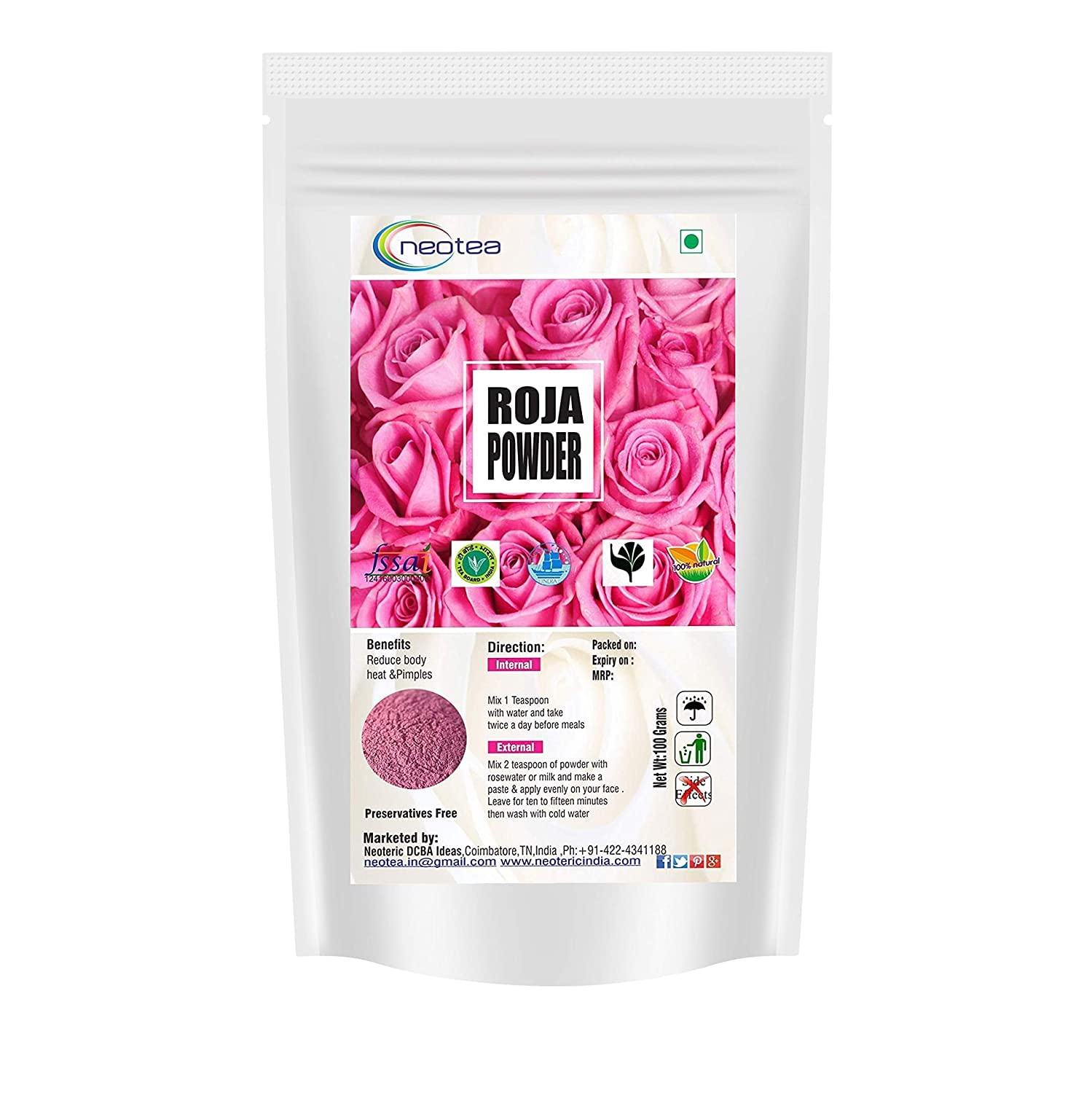 Neotea Rose & Citrus Peel Powder Combo - 100g x 3 for Skin & Face Care - DIY Beauty & Spa