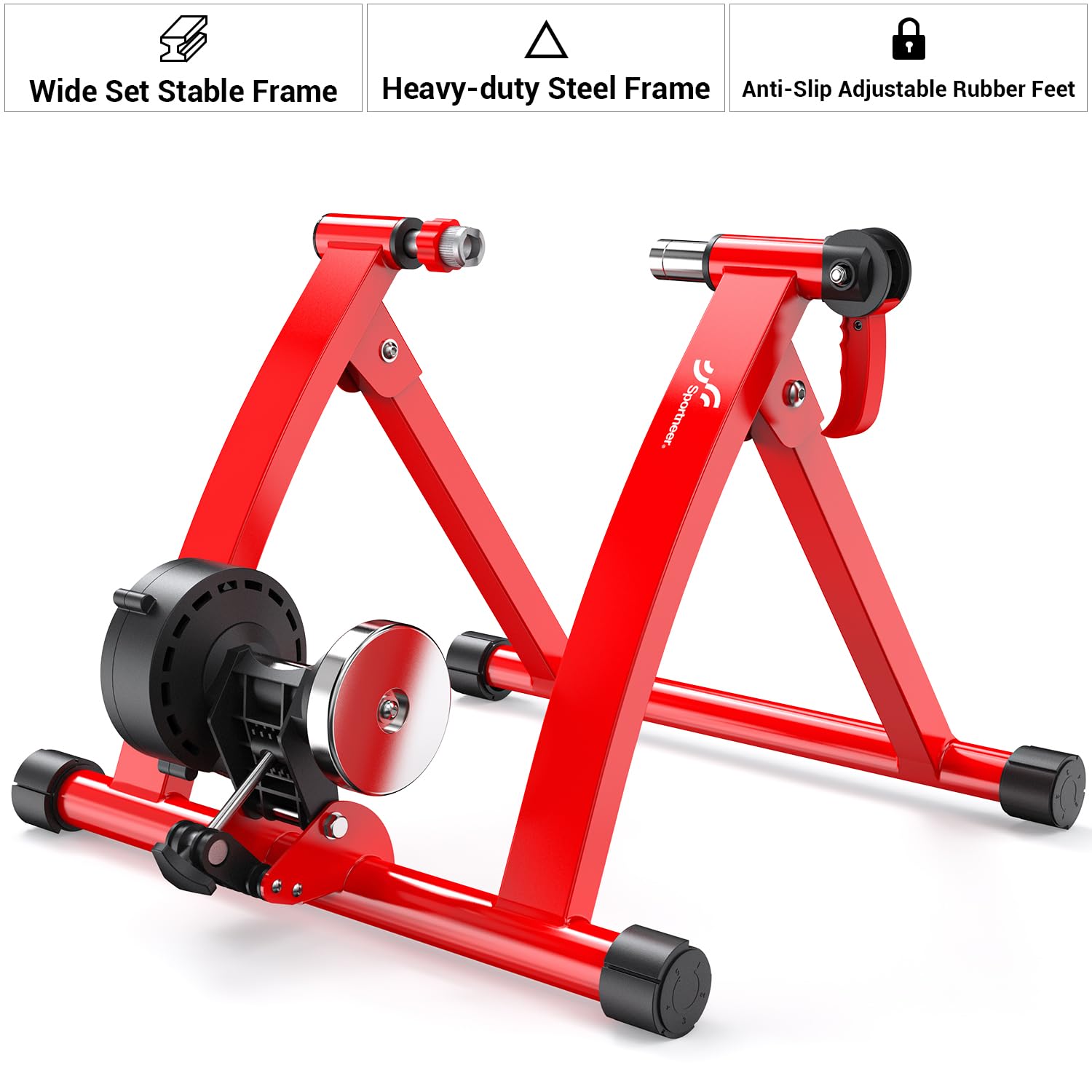 Sportneer Magnetic Bike Trainer Stand for Indoor Cycling - Adjustable 6-Level Resistance for 26-28