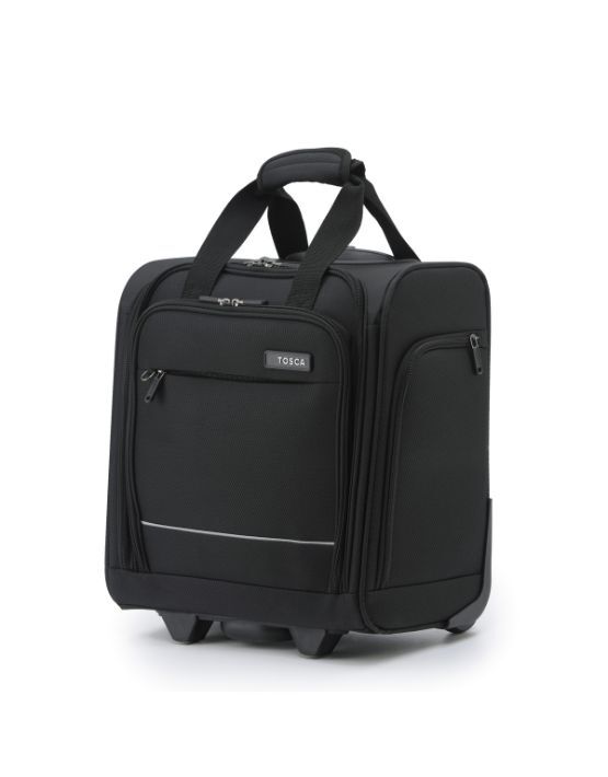 Tosca AIR5055 Underseat Trolley Carry-On Luggage - Black Compact Cabin Bag for Air Travel, Business Trips & Weekend Getaways
