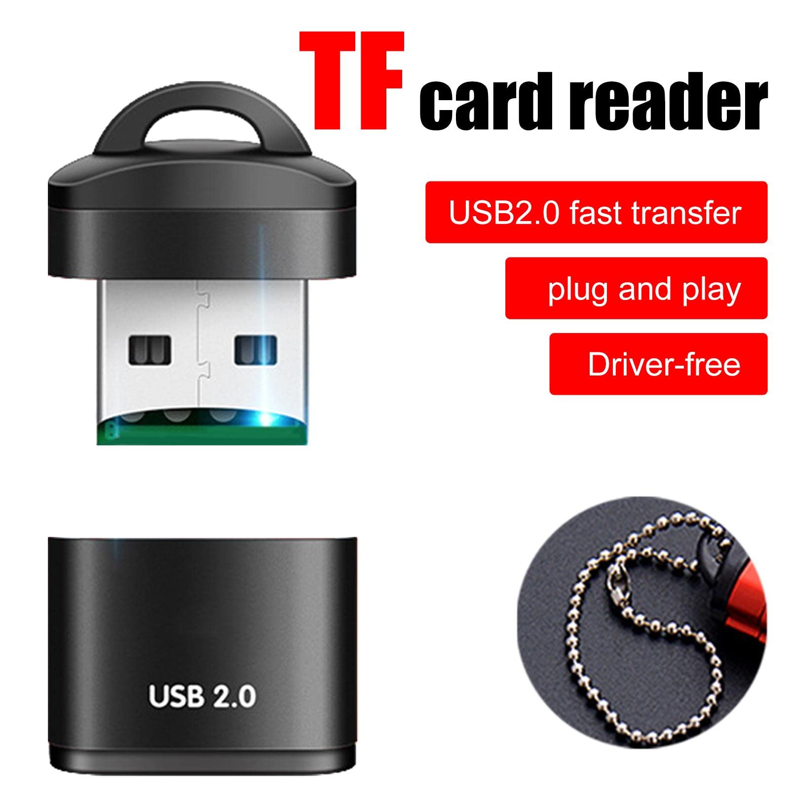 High Speed USB 2.0 Card Reader - Micro SD/TF Memory Card Adapter for Computer, Laptop, Car, Speaker | Portable Data Transfer Device for Photos, Videos & Music Backup