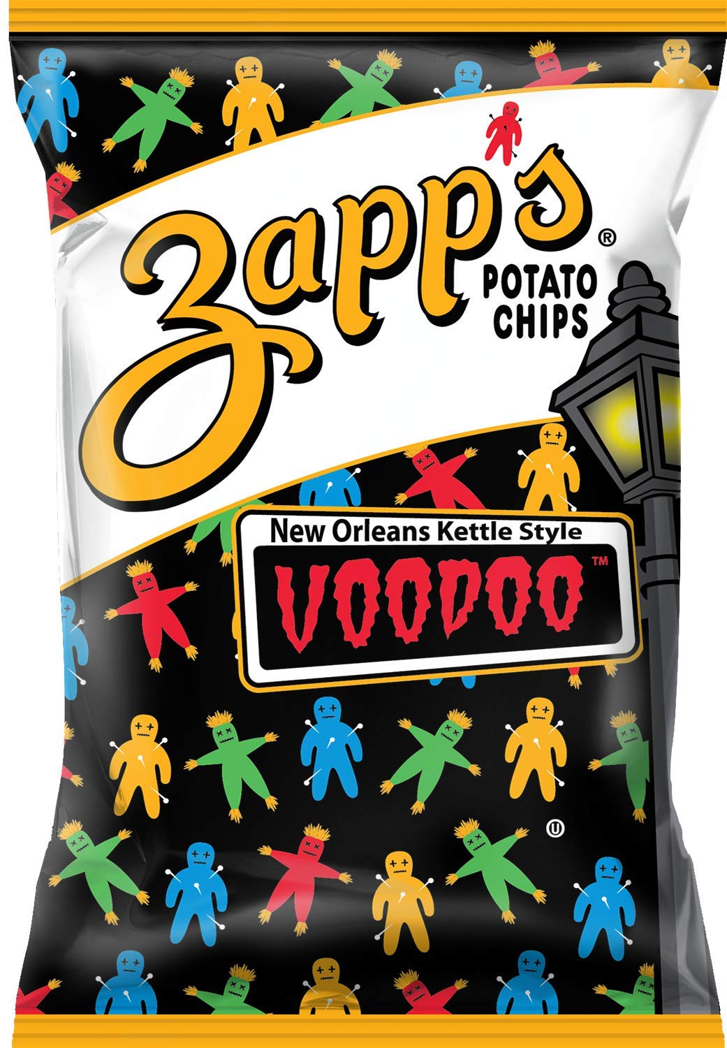 Zapp's New Orleans Kettle Style Voodoo Potato Chips - 9 oz. Party Size Bag (Pack of 4) | Spicy Cajun Flavor | Perfect for Parties, Snacking & Game Nights