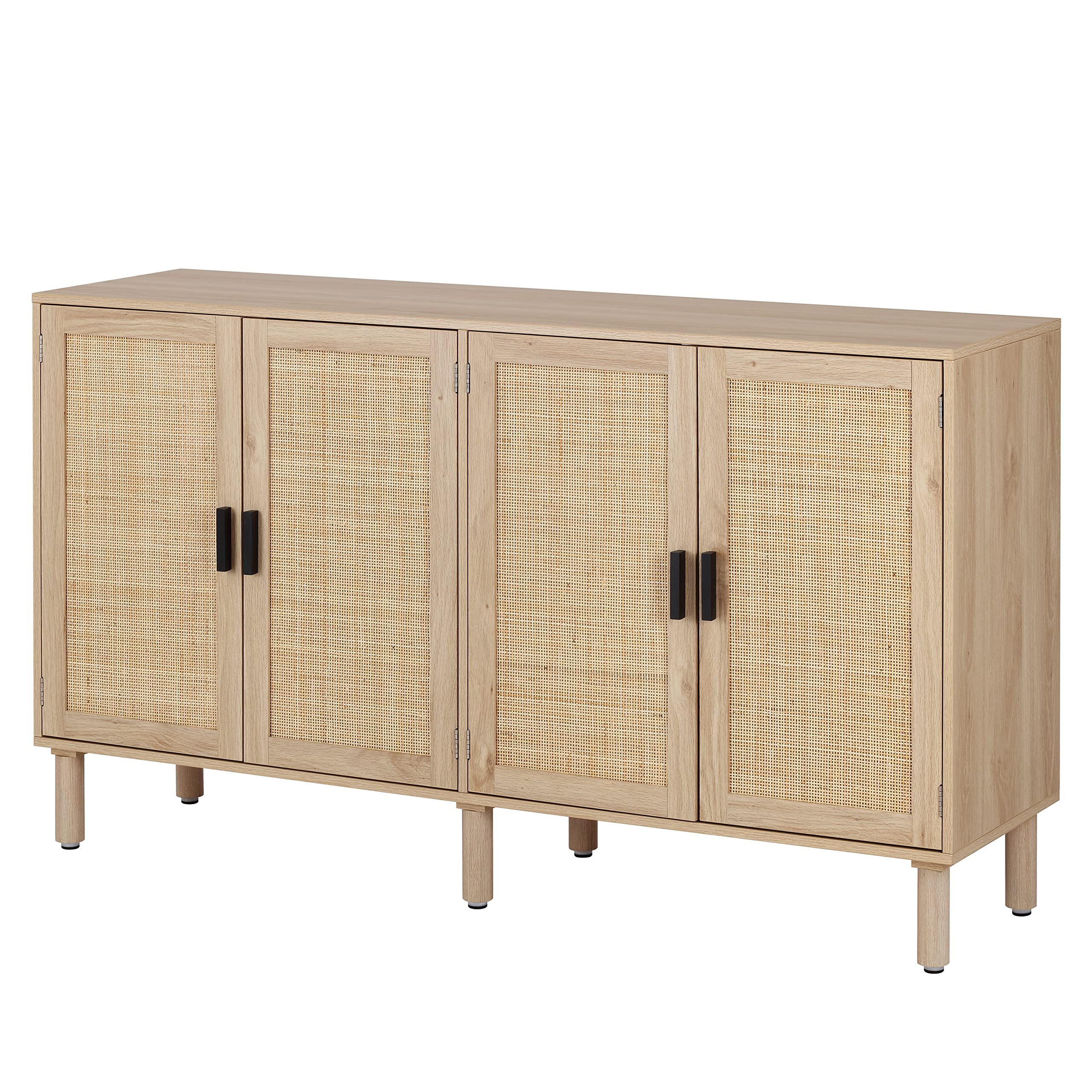 Finnhomy 4-Door Sideboard Buffet Cabinet with Rattan Doors - 62.3
