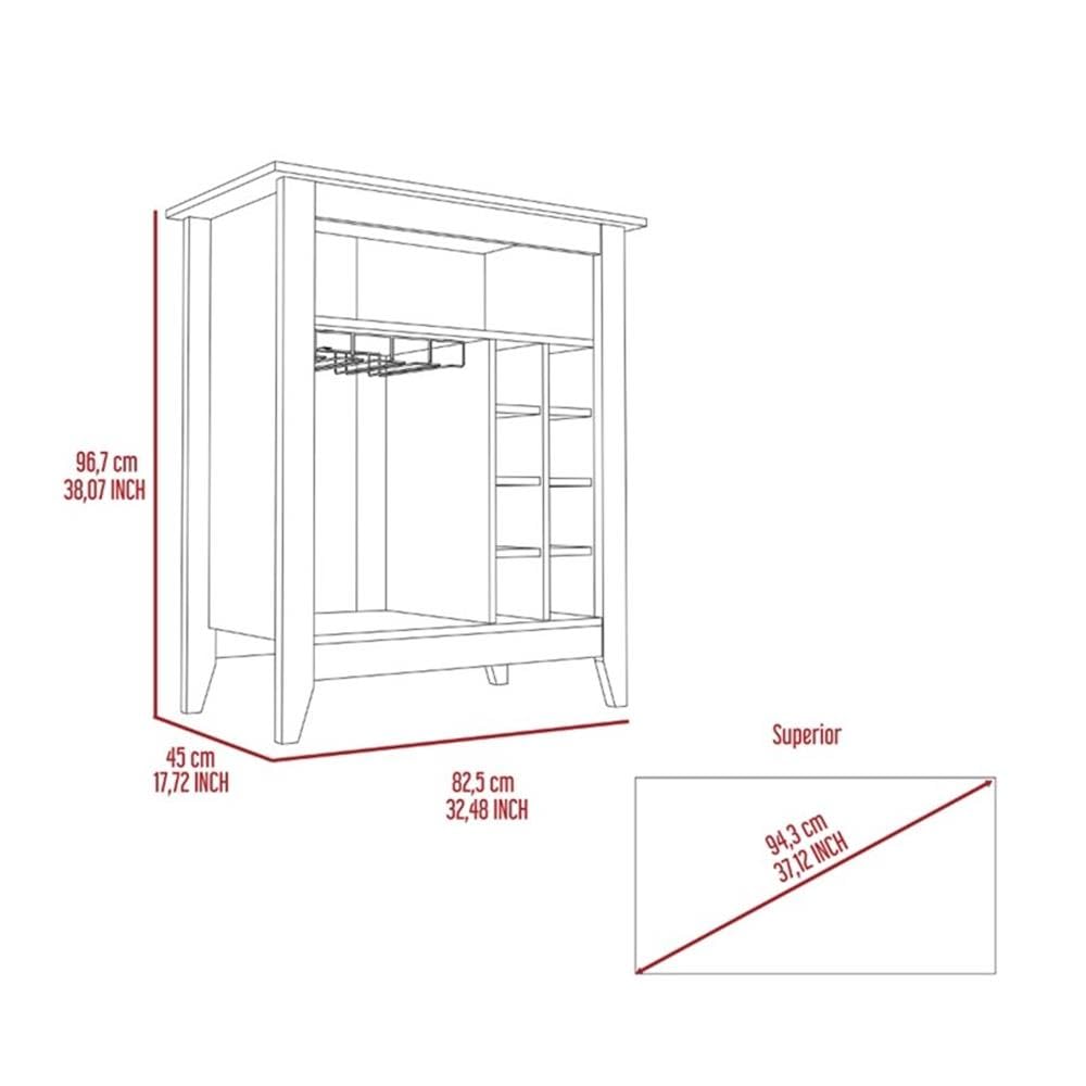 Modern 8-Cubby Bar Cabinet with Shelf, Espresso Finish - Stylish Storage for Wine Bottles, Glassware & Liquor - Perfect for Living Room, Dining Room or Home Bar Decor